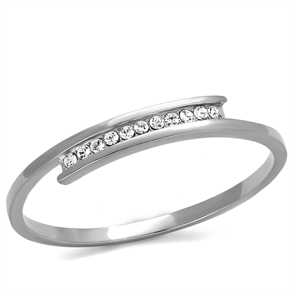 Stainless Steel Slim CZ Channel Cuff Bracelet view 3