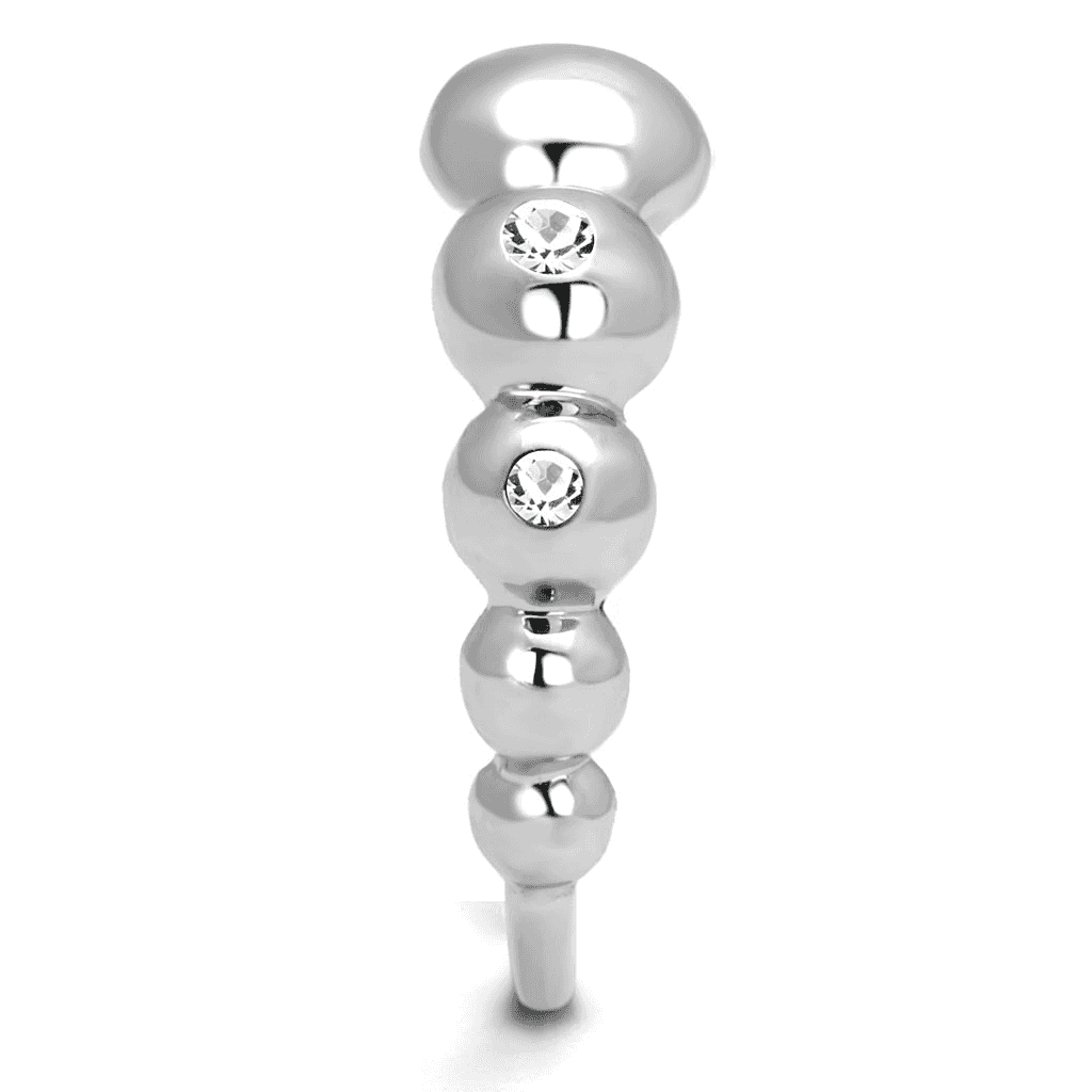 Stainless Steel White Pearl CZ Bezel Bead Ring view 7