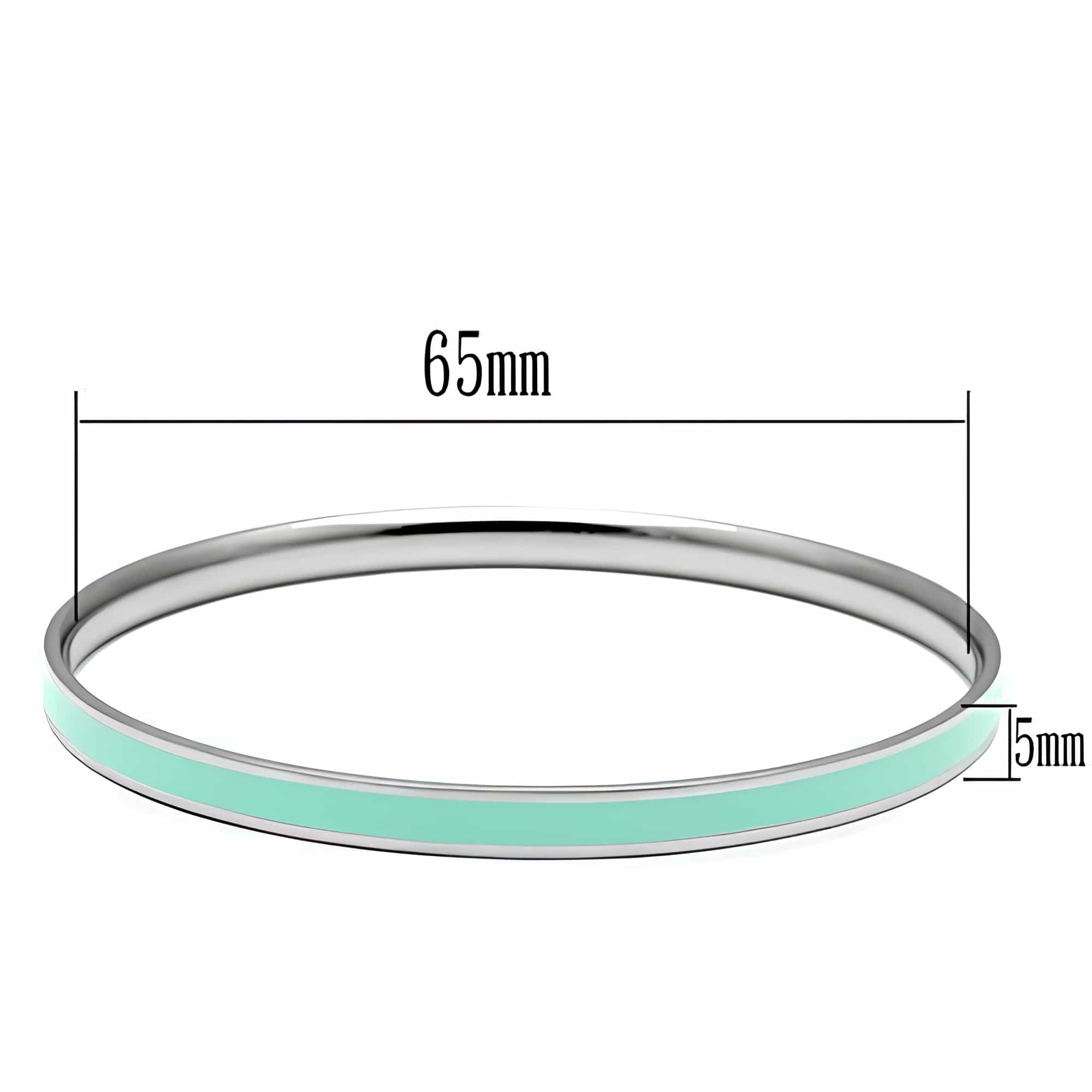 Stainless Steel Silver Mint Enamel Medium Width Bracelet view 2