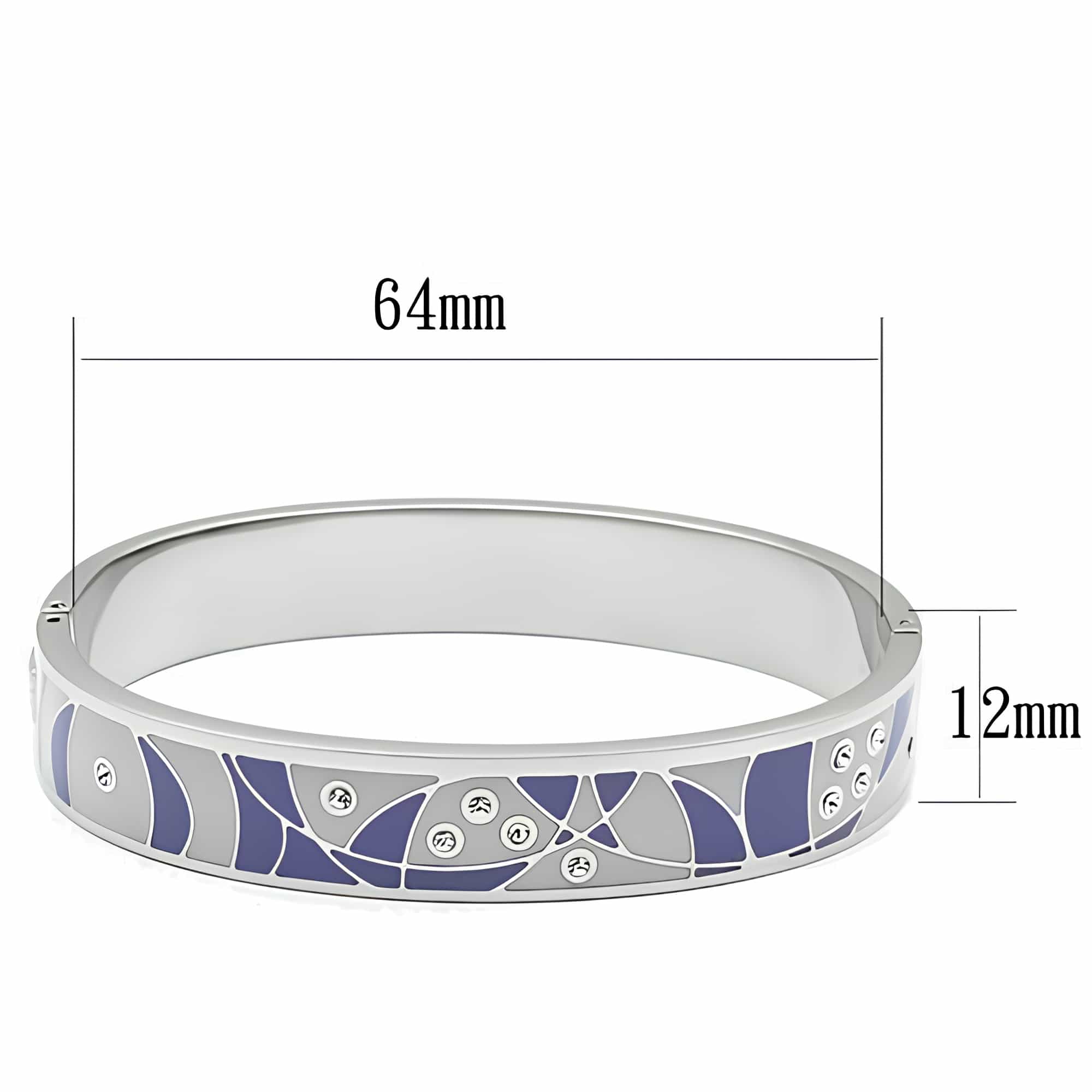 Stainless Steel Silver Purple Blue Floral CZ Enamel Bracelet view 2