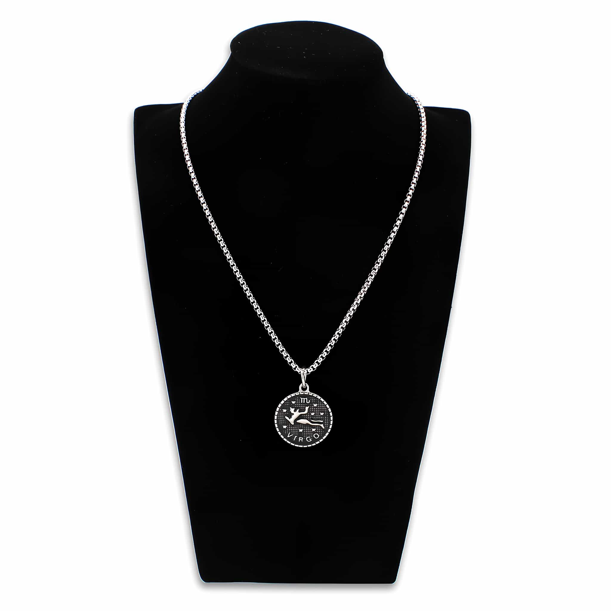 Stainless Steel Silver Virgo Zodiac Coin Pendant Chain Pendant view 3