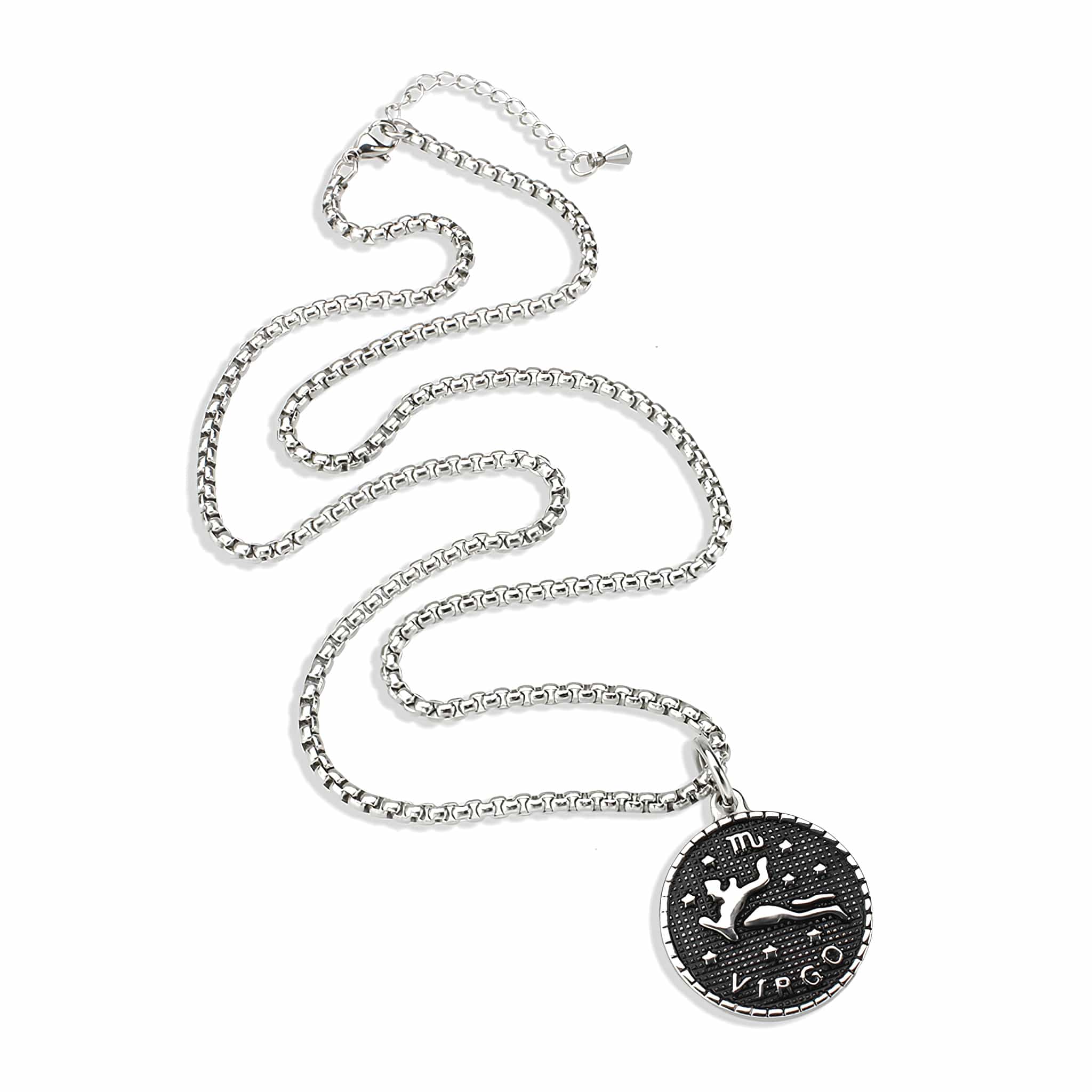 Stainless Steel Silver Virgo Zodiac Coin Pendant Chain Pendant view 4