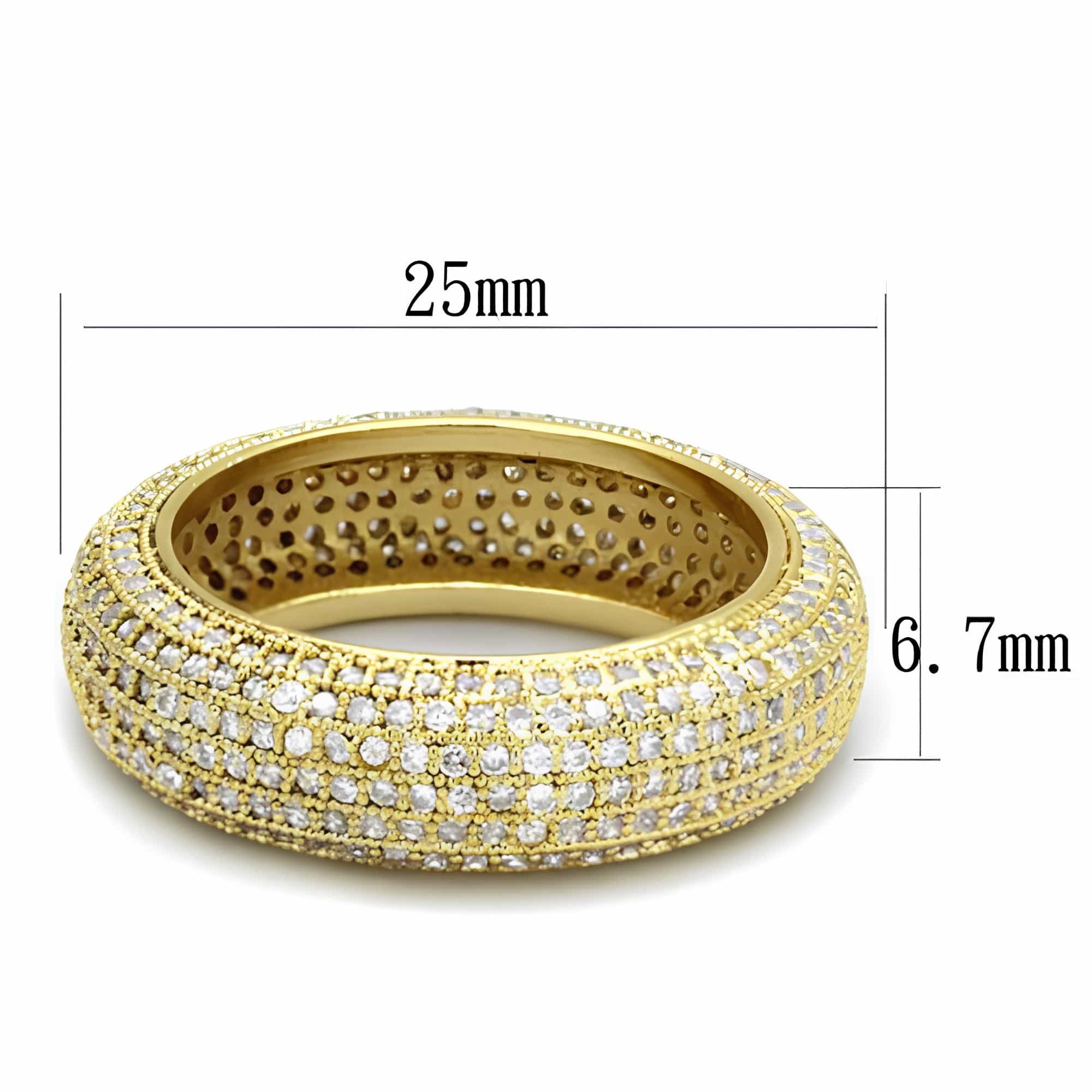 Brass Gold CZ Full Pavé Wide Eternity Ring view 2