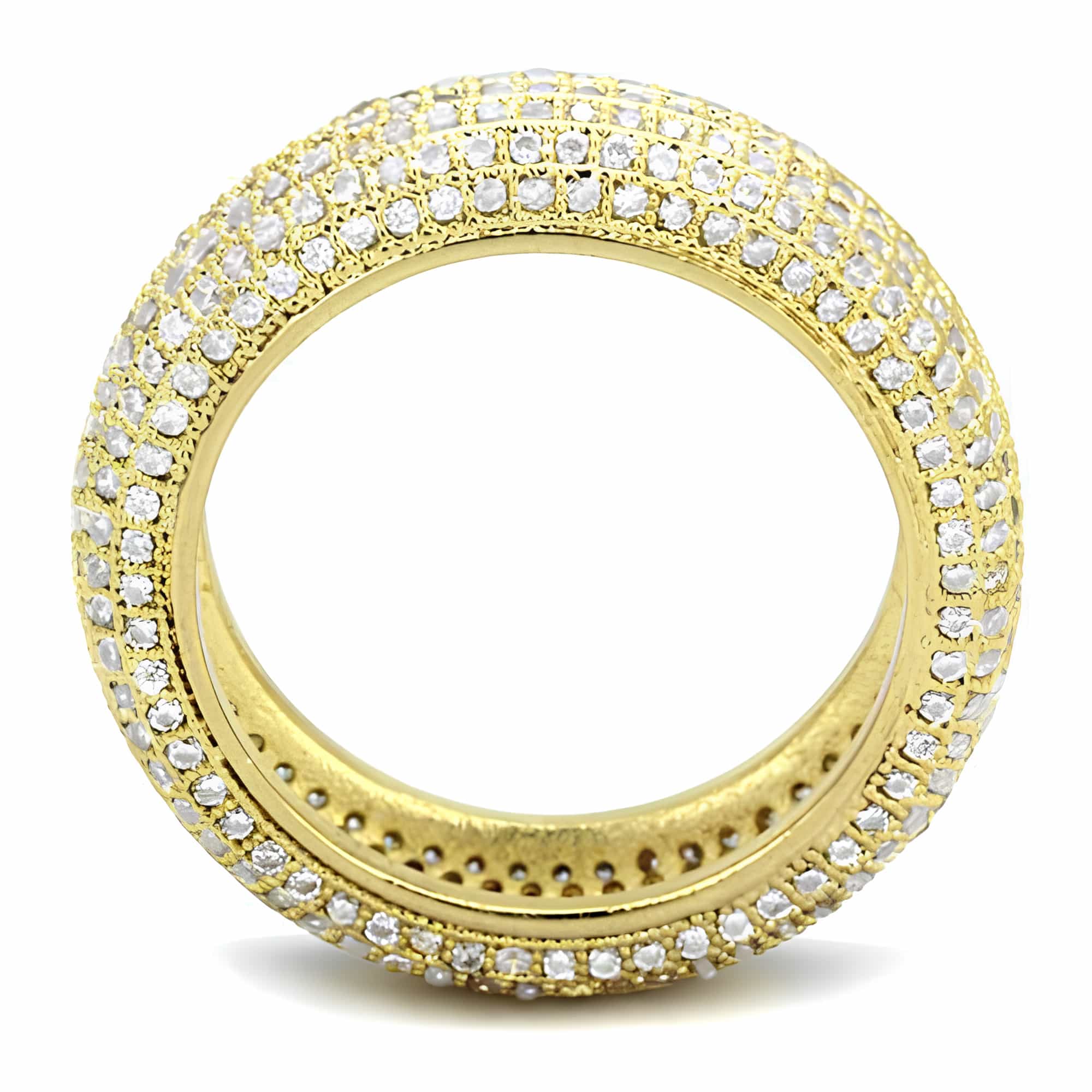 Brass Gold CZ Full Pavé Wide Eternity Ring view 3