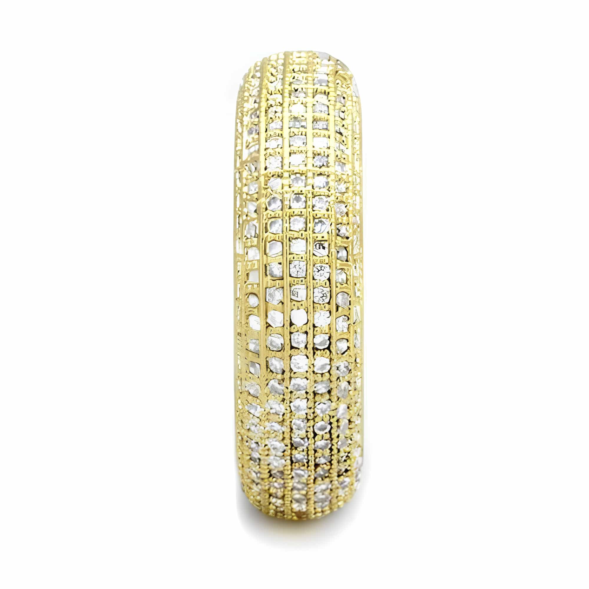 Brass Gold CZ Full Pavé Wide Eternity Ring view 4