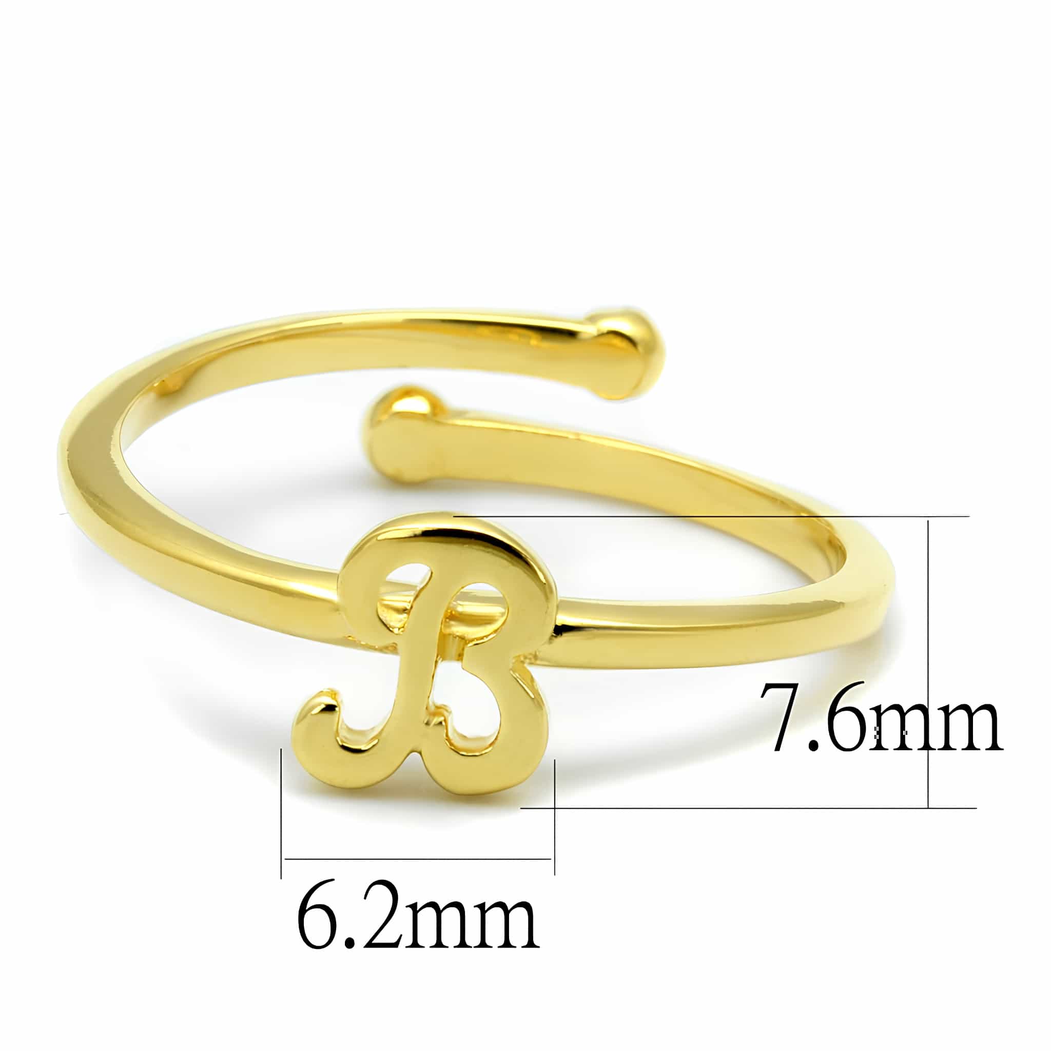 Brass Gold Script Letter B Initial Toe Ring view 2