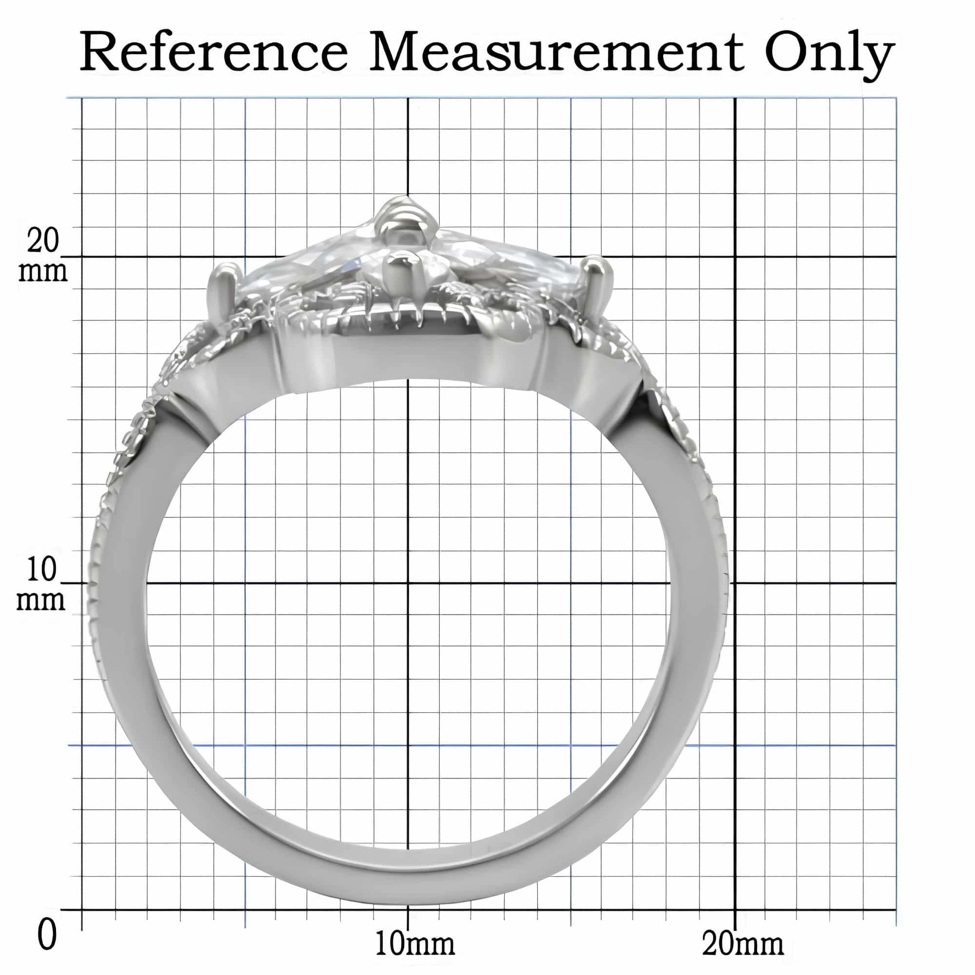 Stainless Steel CZ Marquise Flower Filigree Open Work Ring view 2
