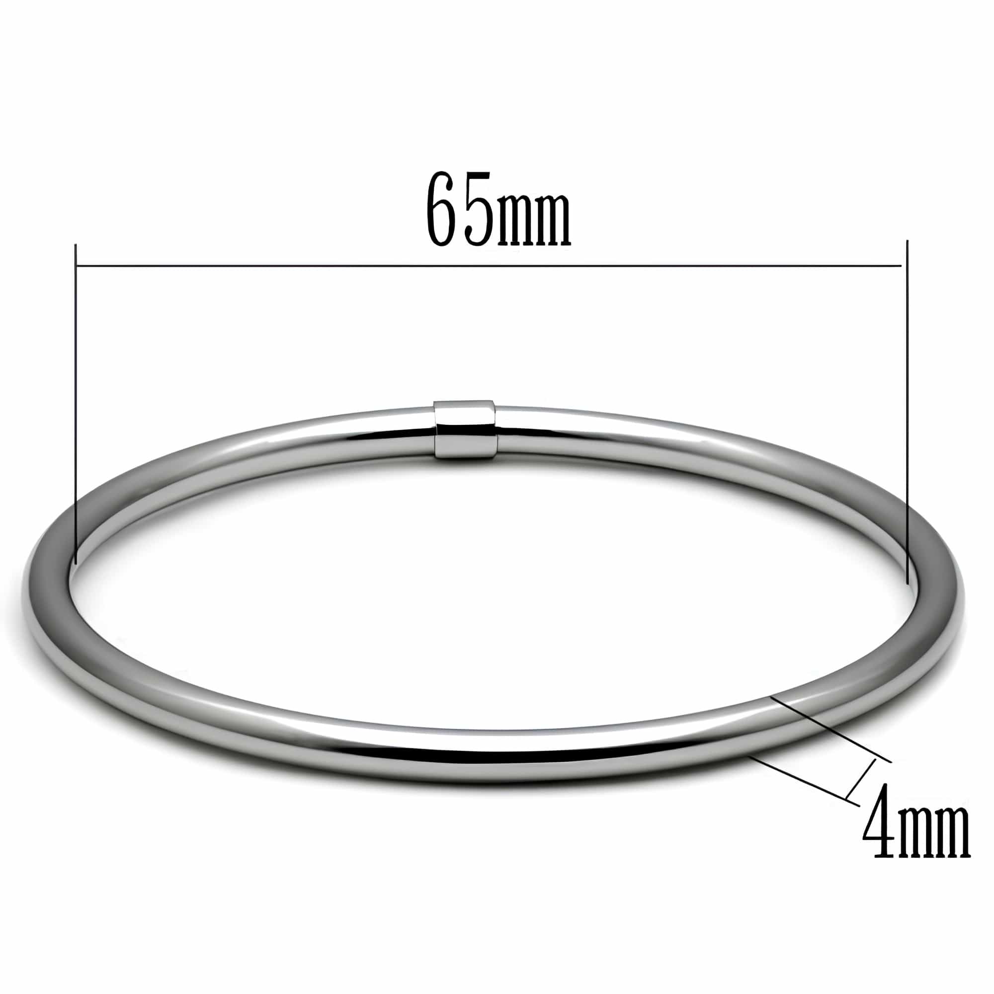 Stainless Steel Silver Polished Slim Round Hinge Bangle Bracelet view 2