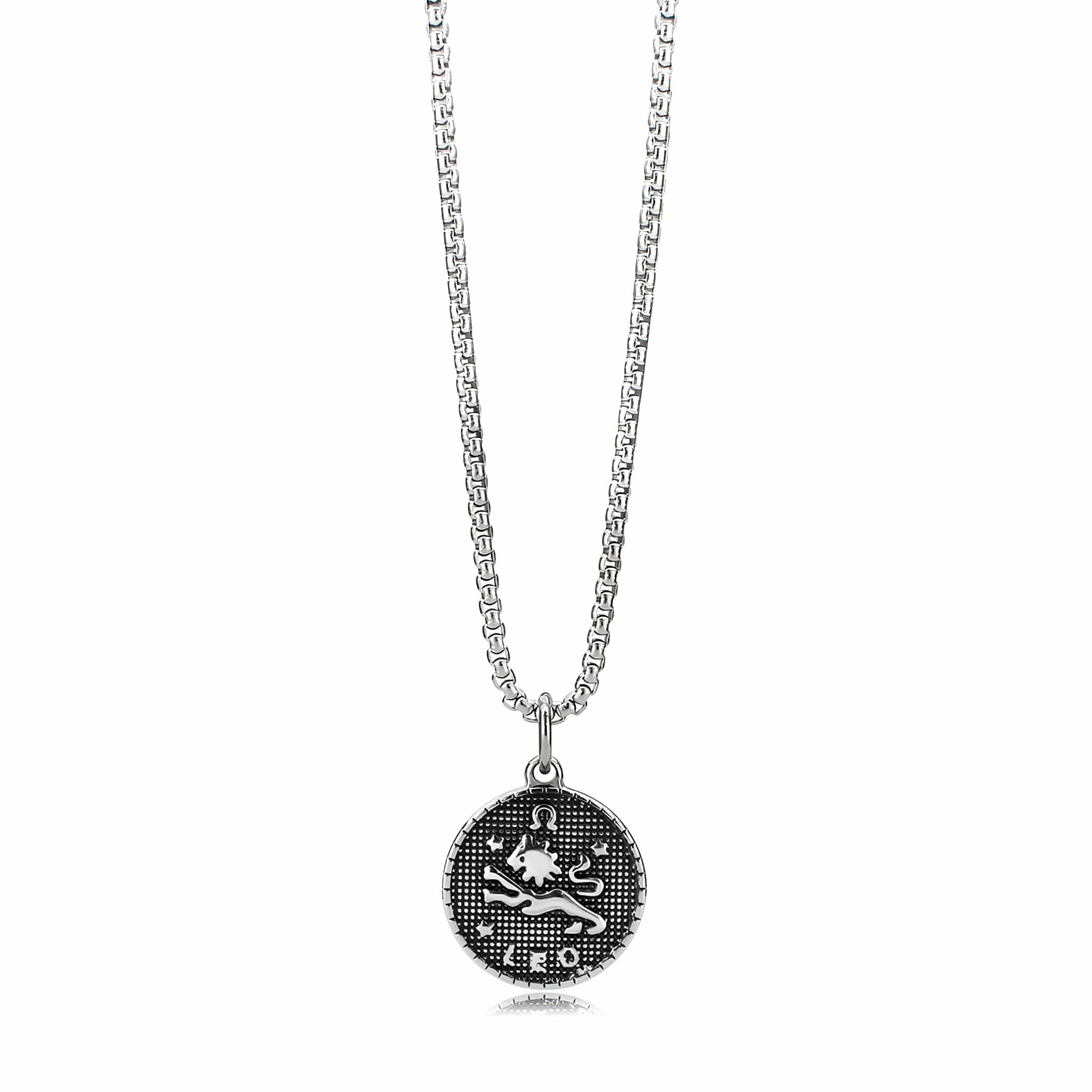 Stainless Steel Silver Leo Zodiac Coin Pendant Chain Pendant view 2