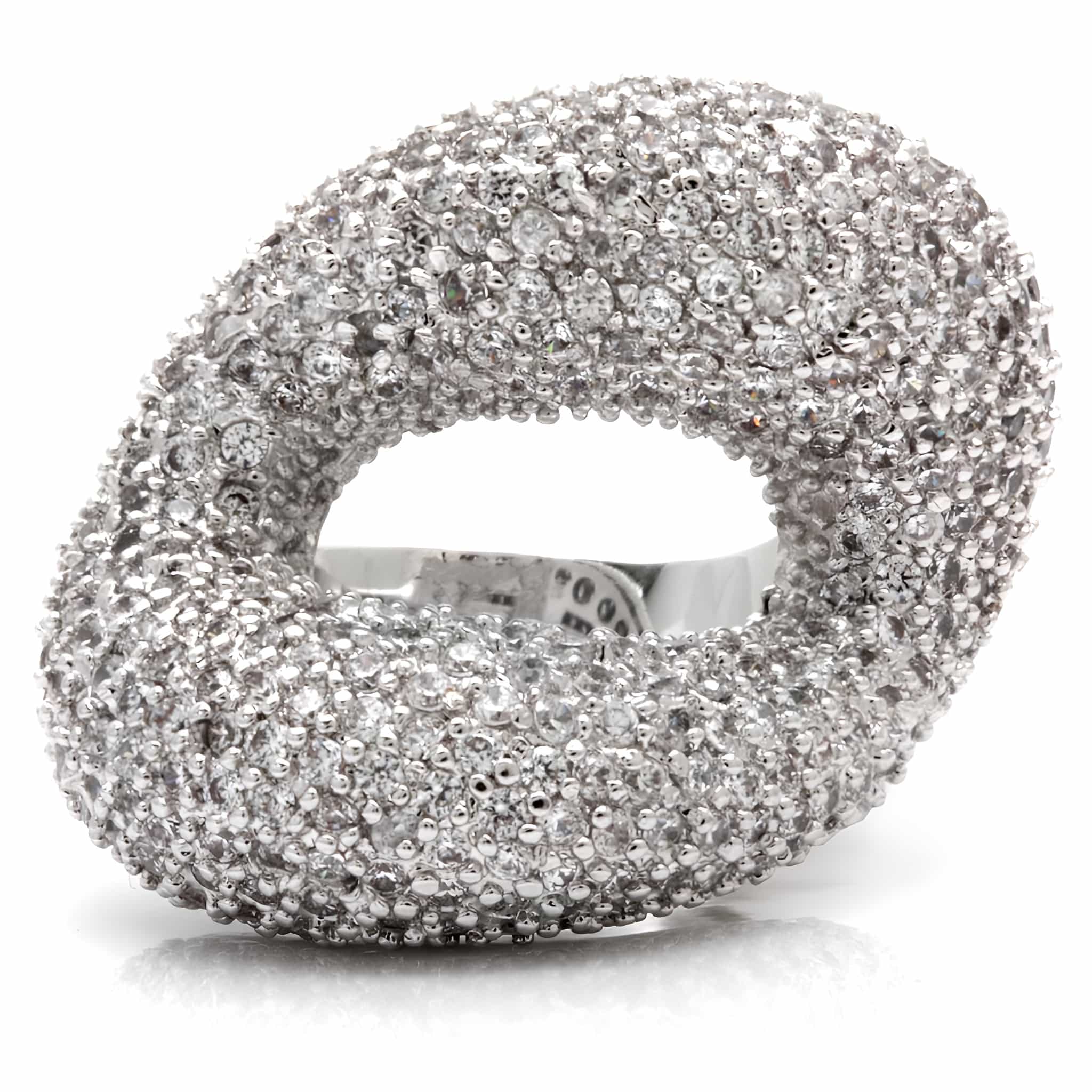 Brass CZ Pavé Split Dome Ring view 3