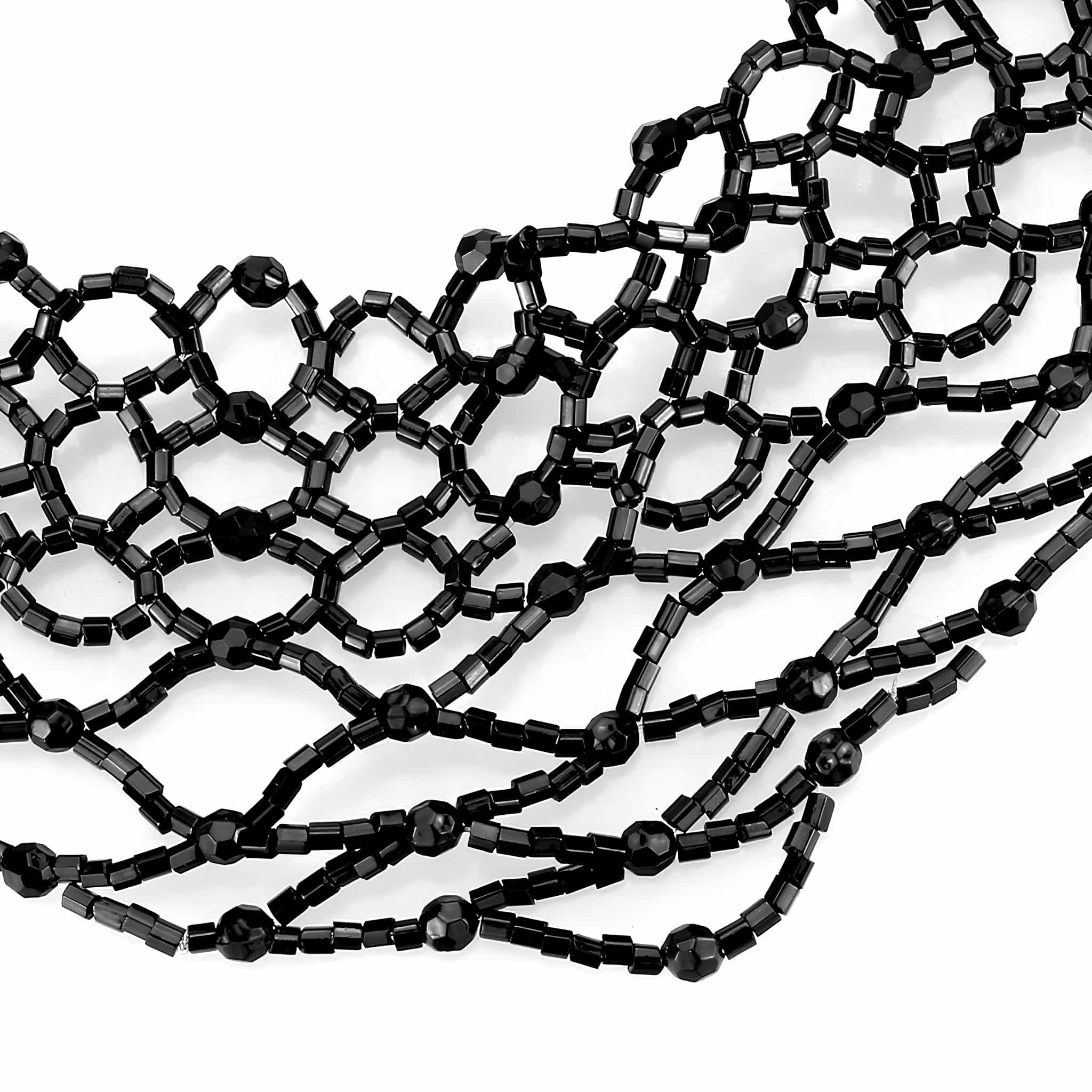 Brass Black Bead Lace Web Choker Necklace view 2