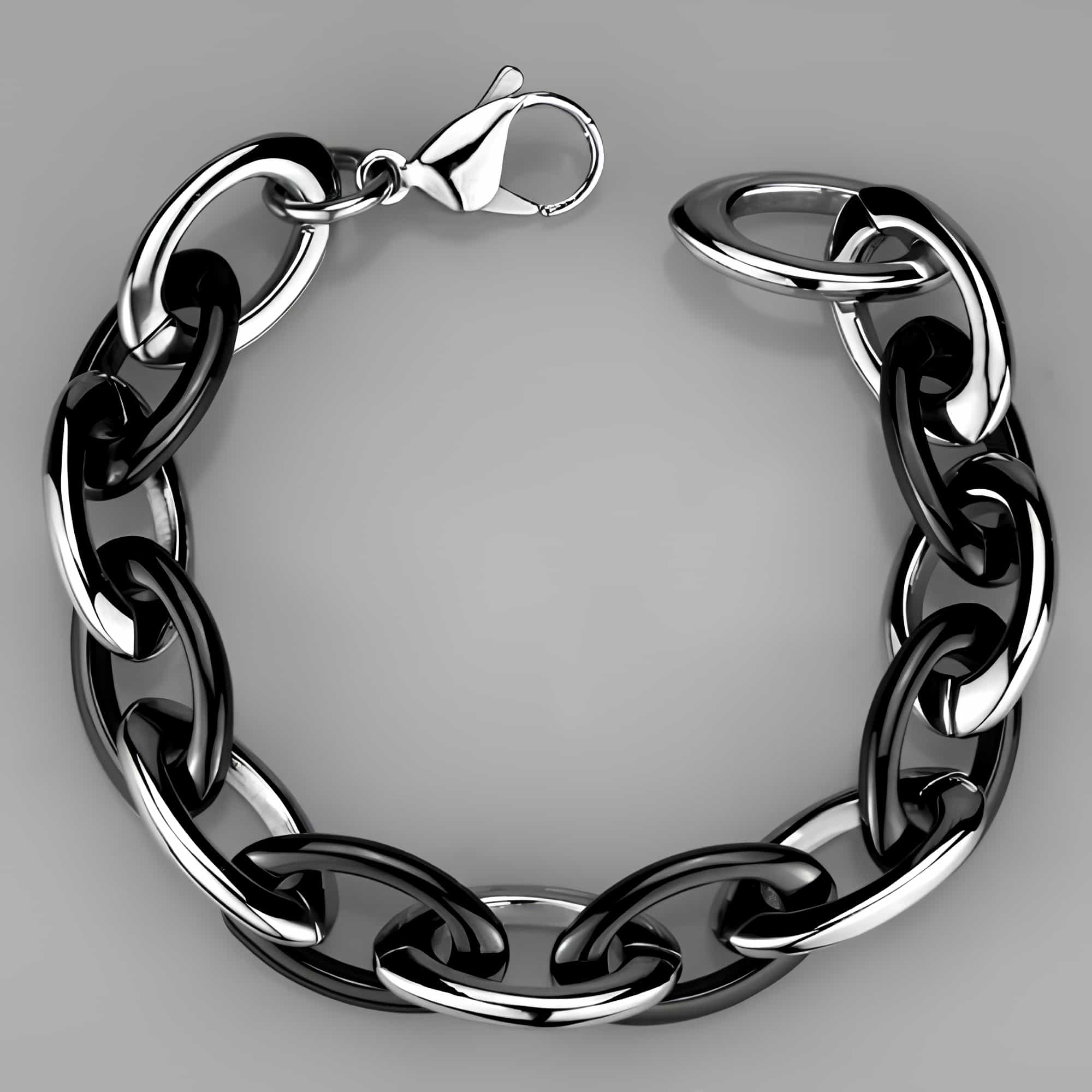 Stainless Steel Silver Polished Chain Link Bracelet view 3
