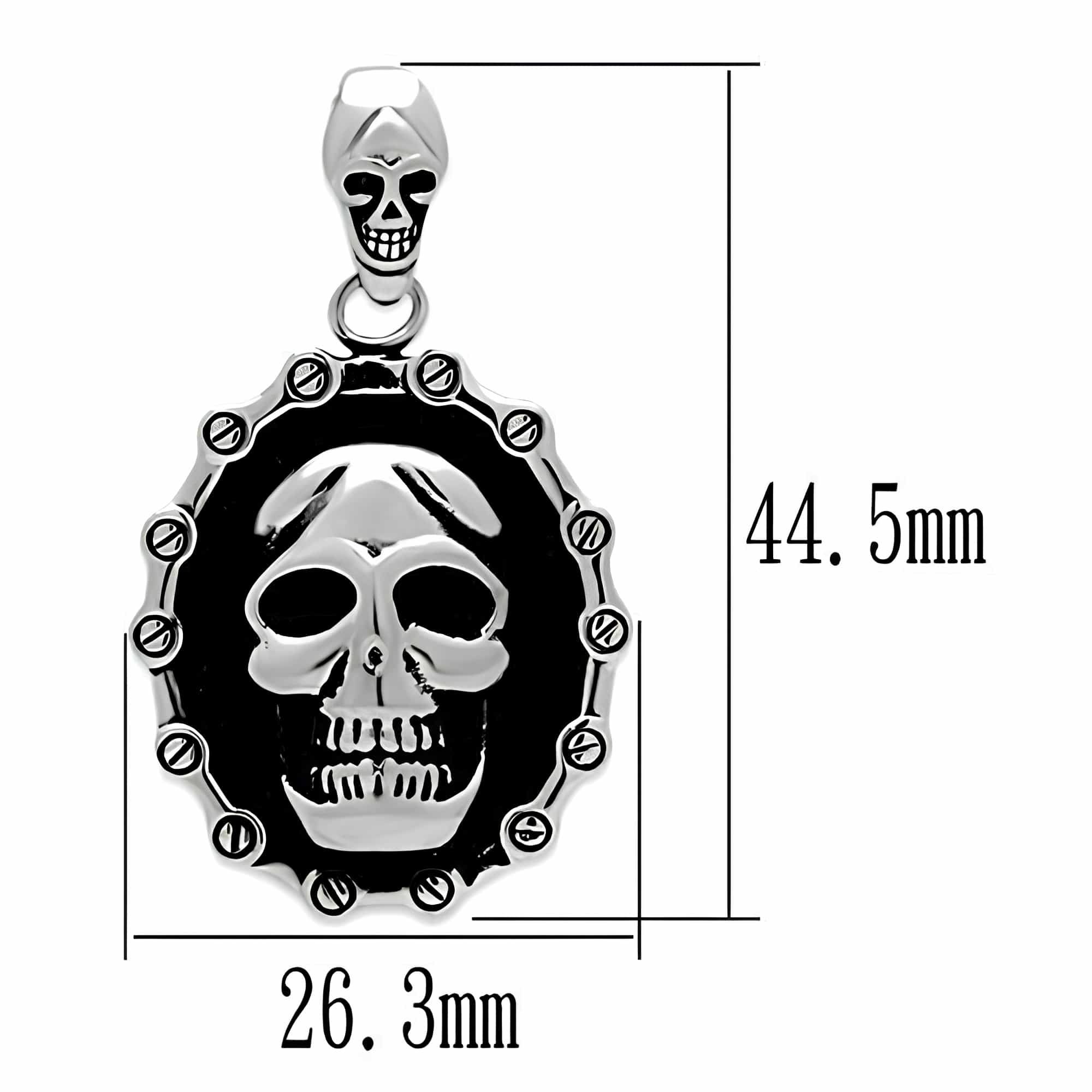 Stainless Steel Silver Skull Oval Frame Pendant Chain Pendant view 2