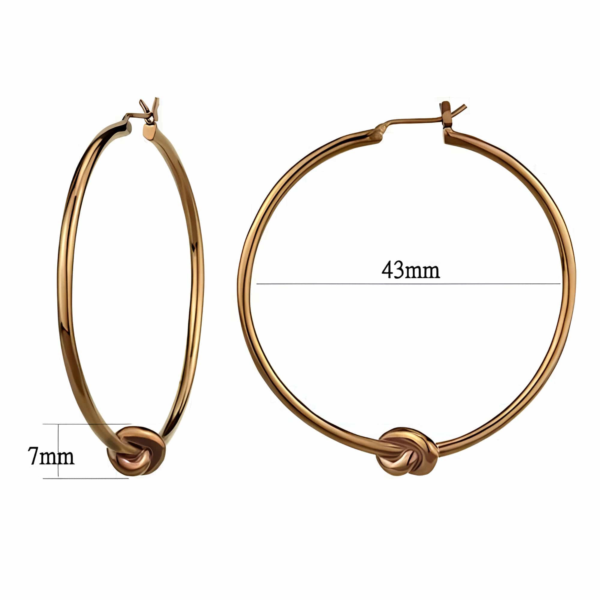 Stainless Steel Rose Gold IP Polished Thin Knot Hoop Earrings view 2