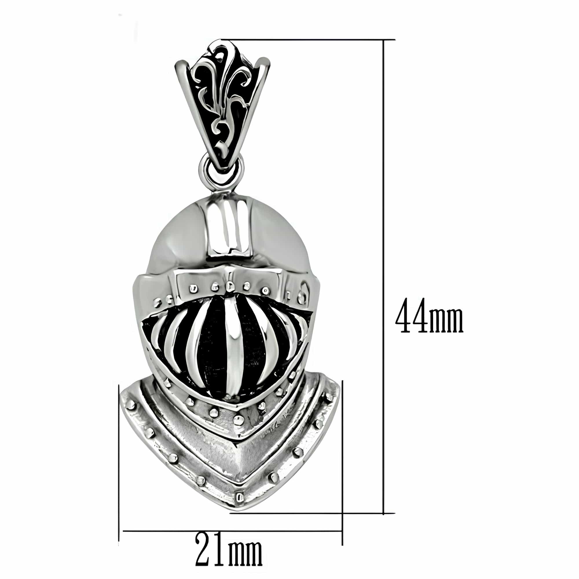 Stainless Steel Silver Knight Helmet Visor Pendant Chain Pendant view 2
