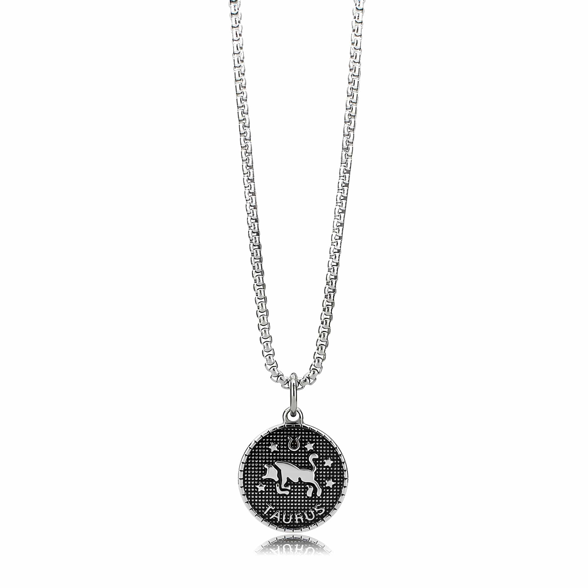 Stainless Steel Silver Taurus Zodiac Coin Pendant Chain Pendant view 2
