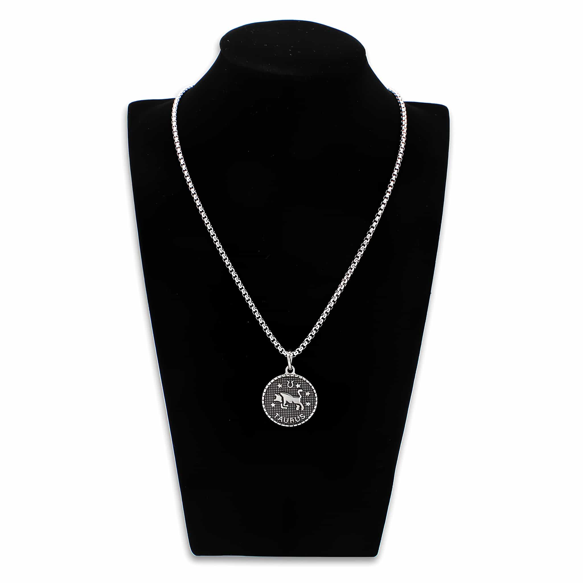 Stainless Steel Silver Taurus Zodiac Coin Pendant Chain Pendant view 3