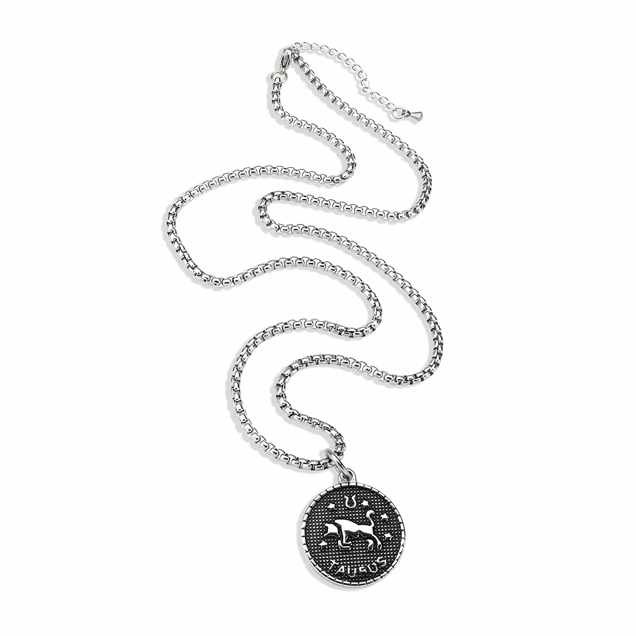 Stainless Steel Silver Taurus Zodiac Coin Pendant Chain Pendant view 4