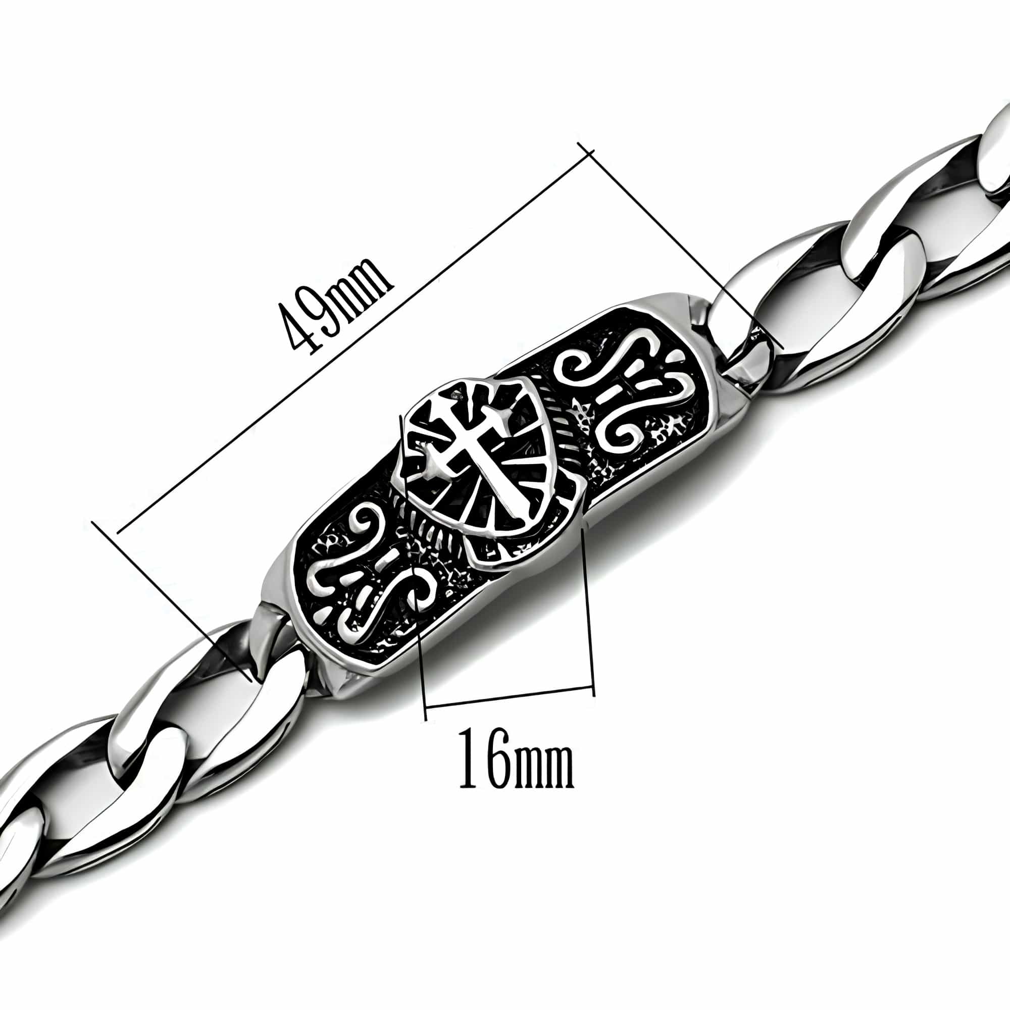 Stainless Steel Silver Celtic Cross Carved Cuban Link Bracelet view 3