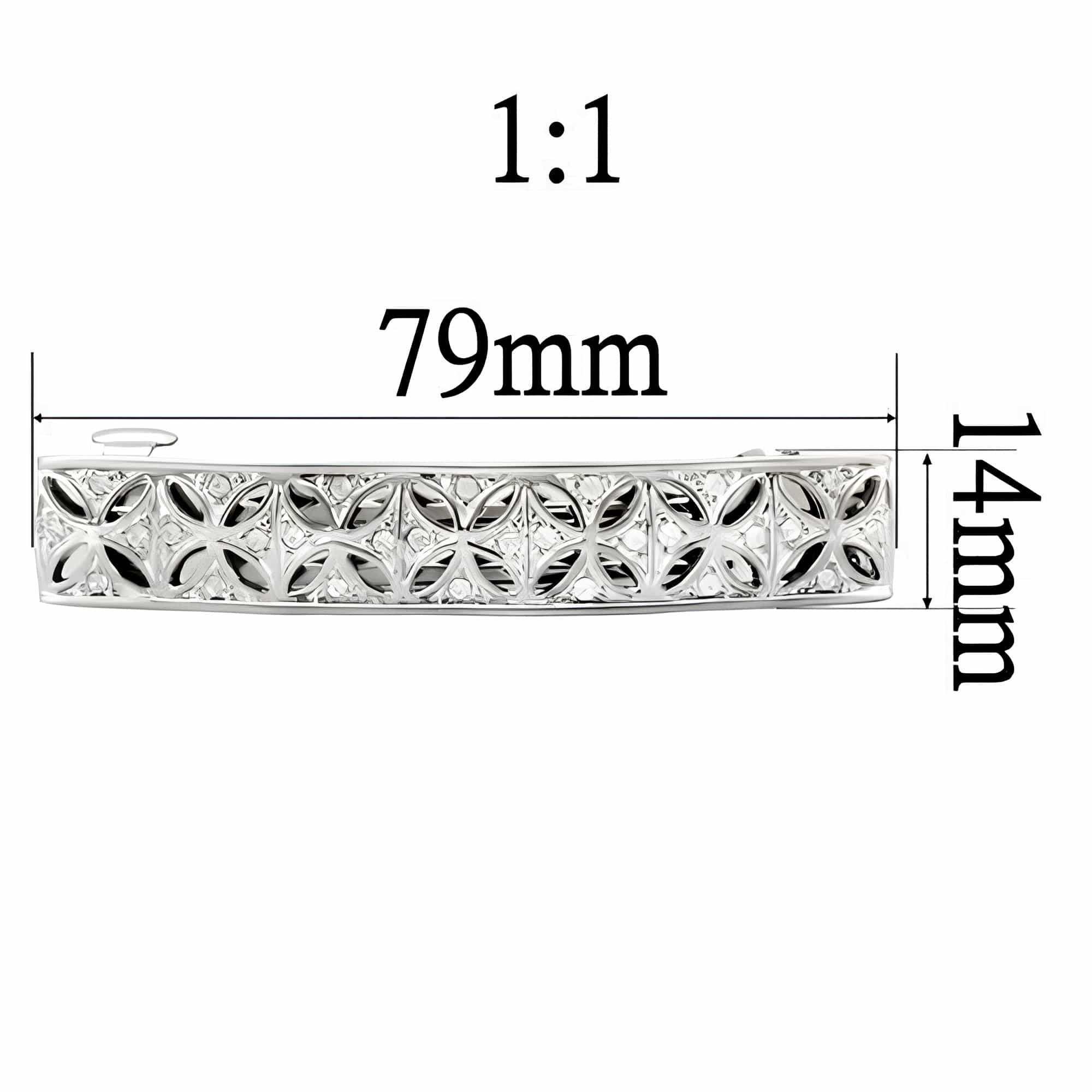 Silver CZ Pave Openwork Filigree Hair Barrette Ring view 2