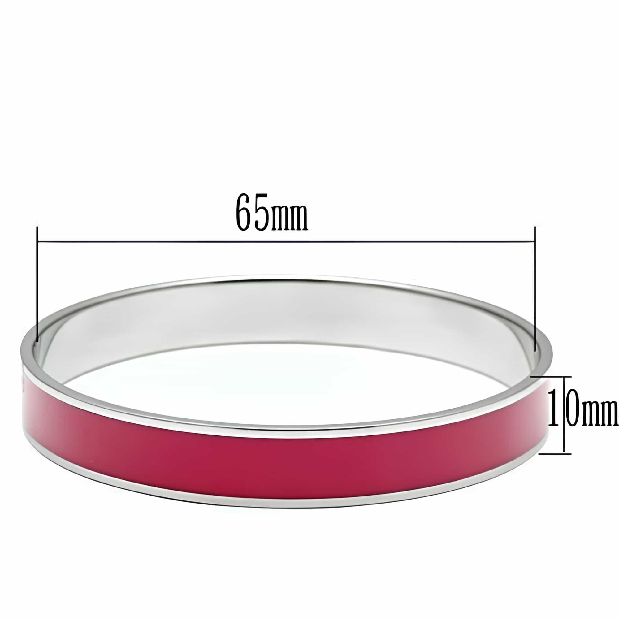 Stainless Steel Silver Rose Pink Enamel Wide Bracelet view 2