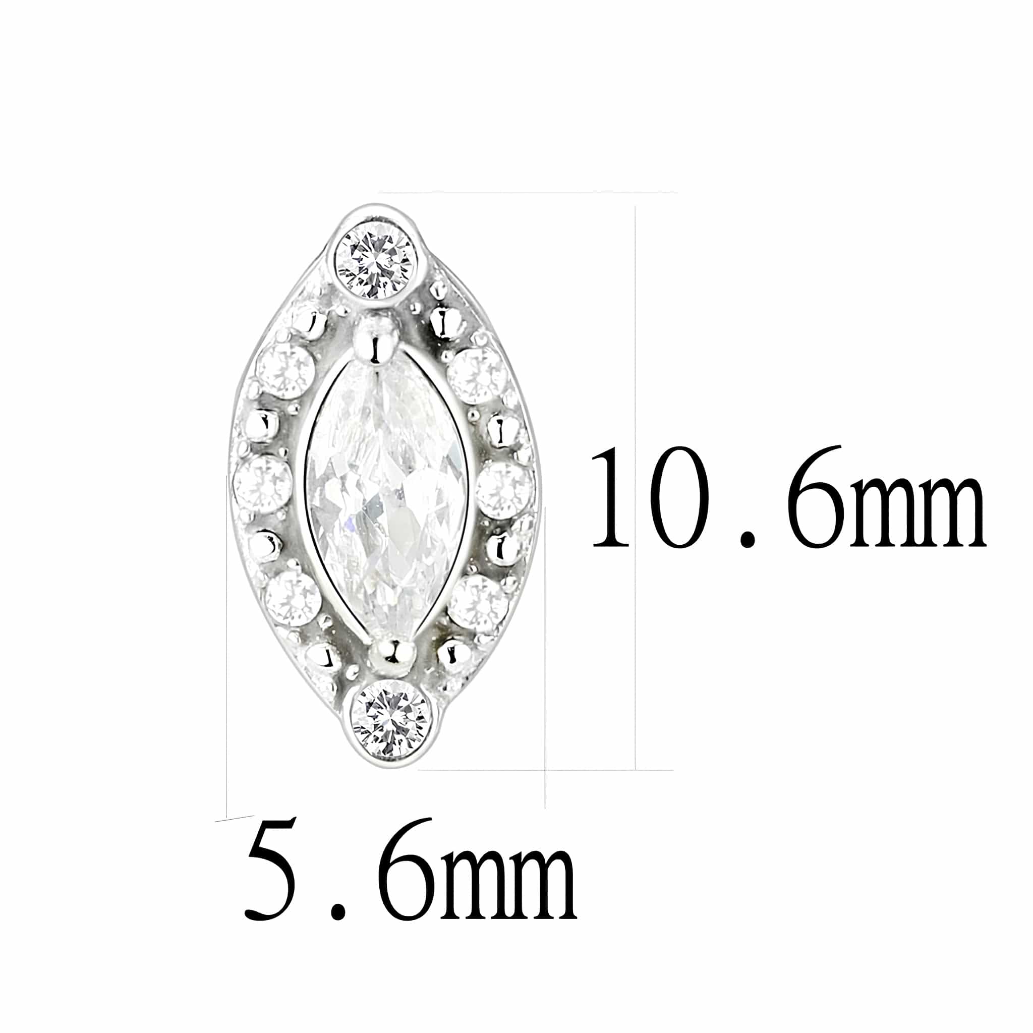 Stainless Steel CZ Marquise Pave Oval Halo Studs Earrings view 2