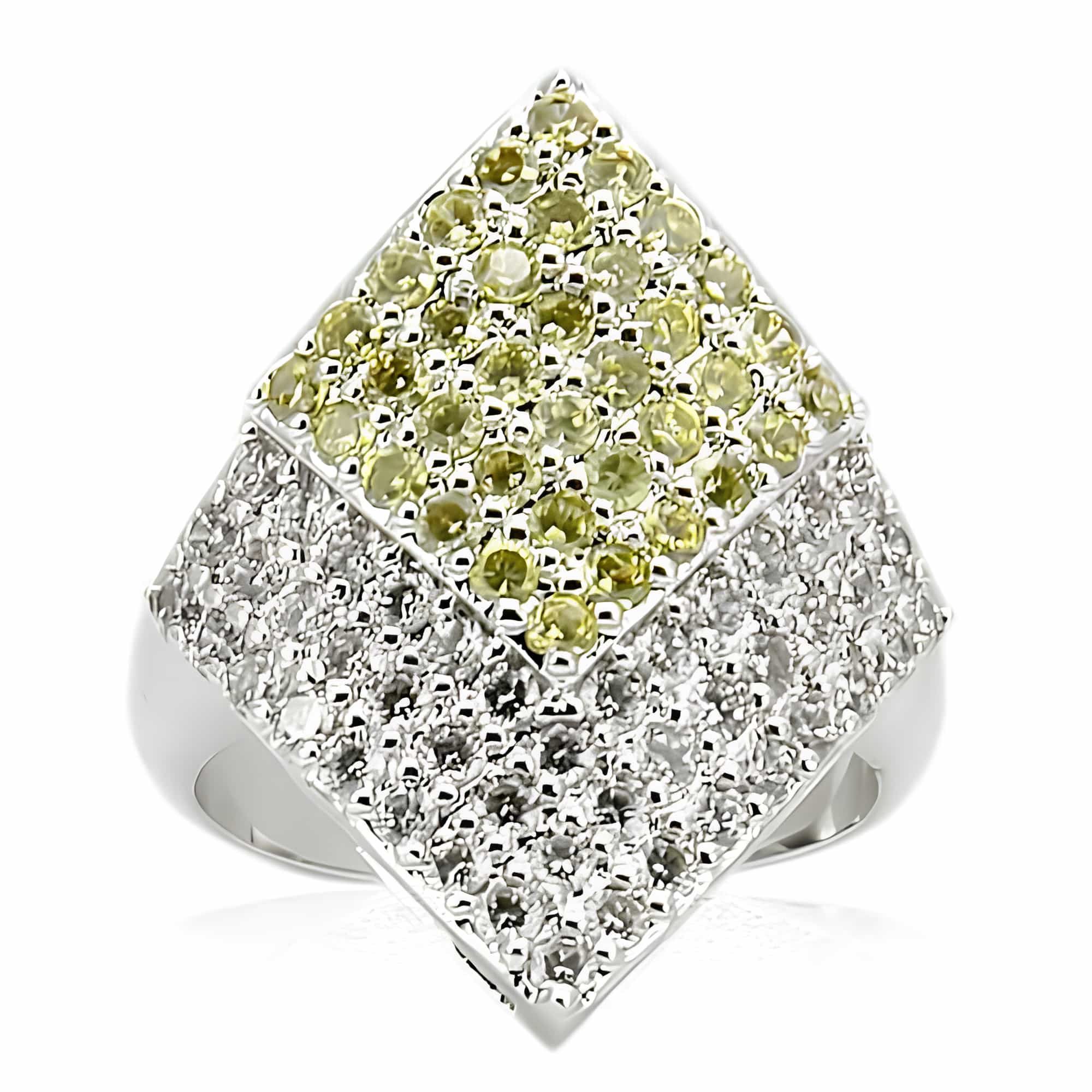 Brass CZ Pavé Yellow Center Square Ring view 3