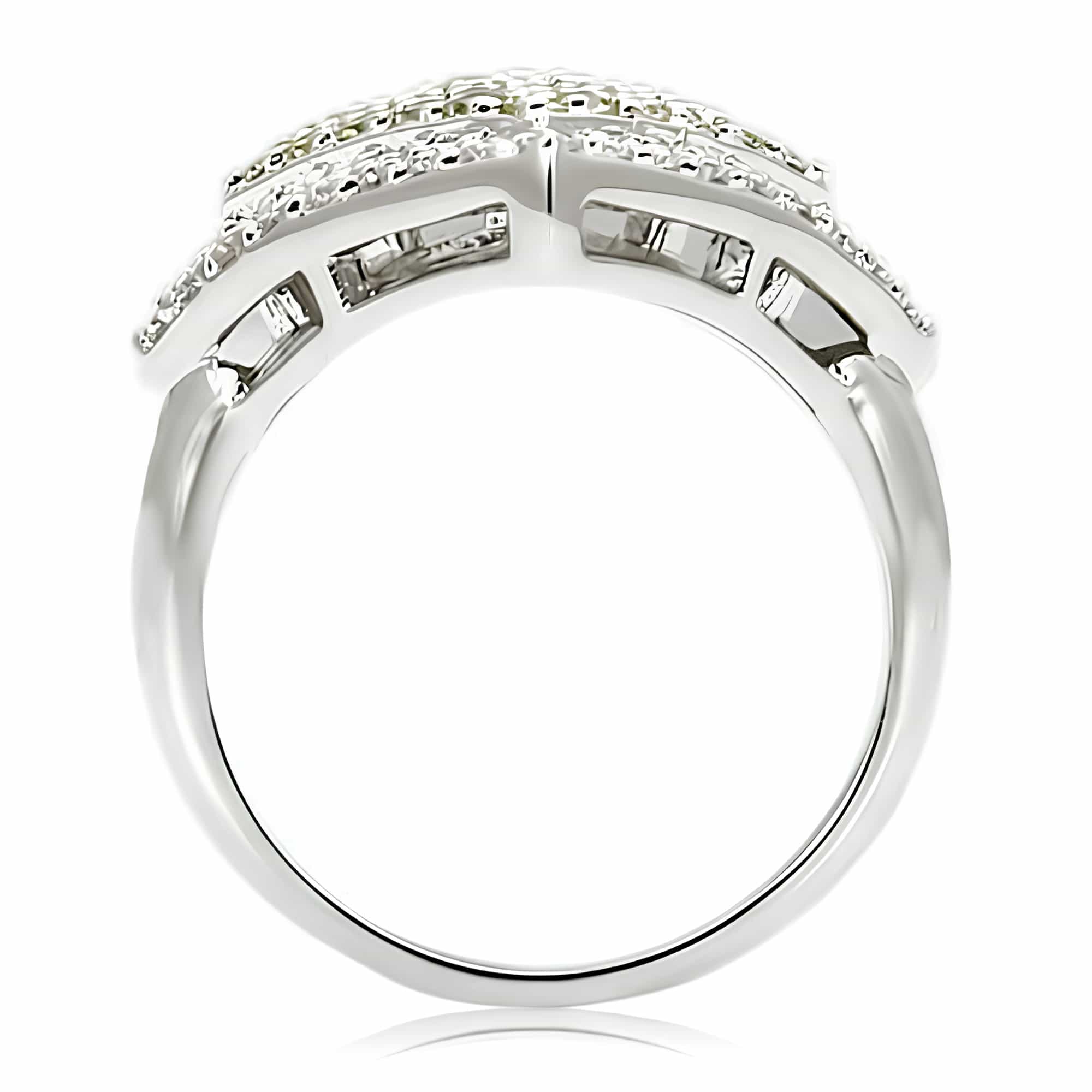 Brass CZ Pavé Yellow Center Square Ring view 4
