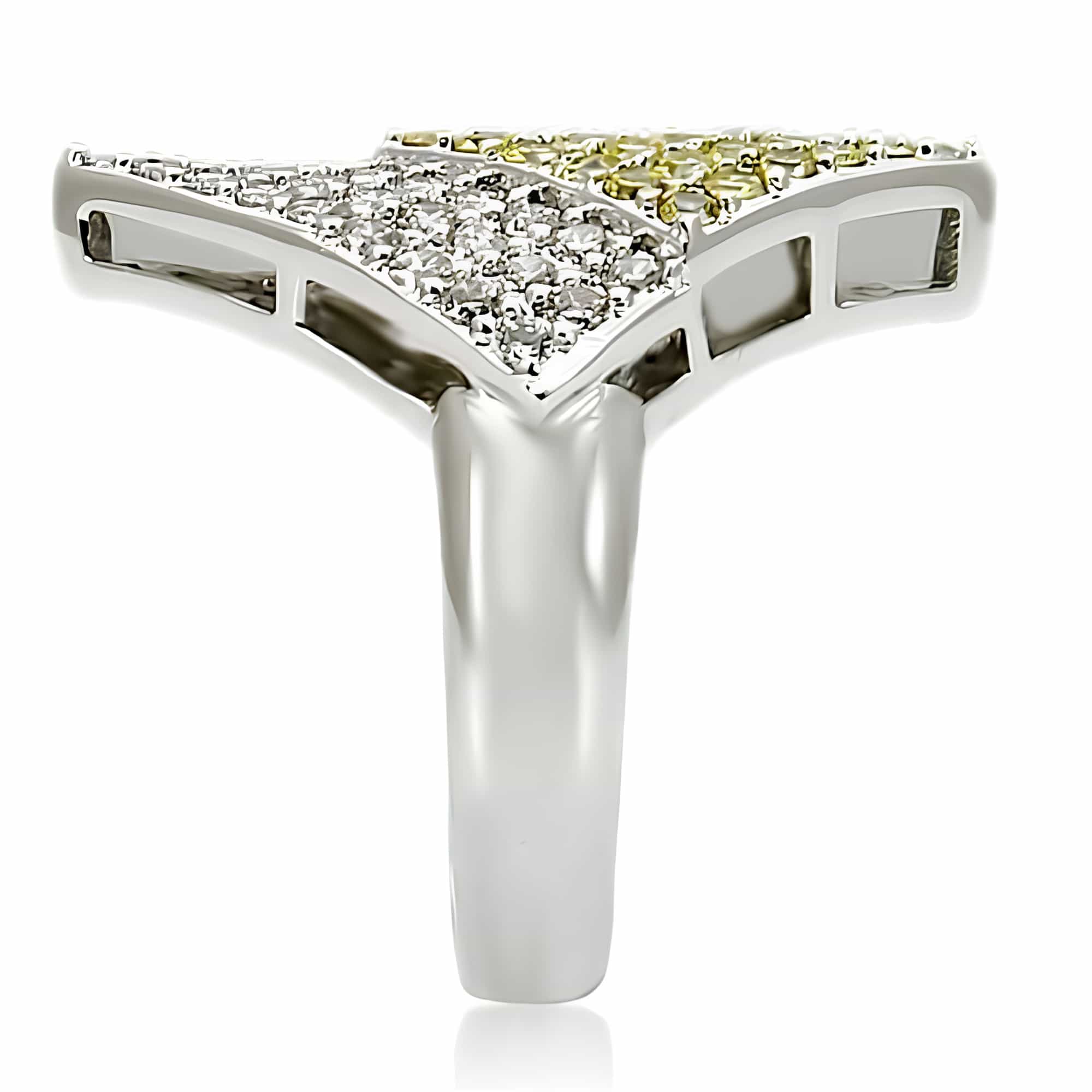Brass CZ Pavé Yellow Center Square Ring view 5