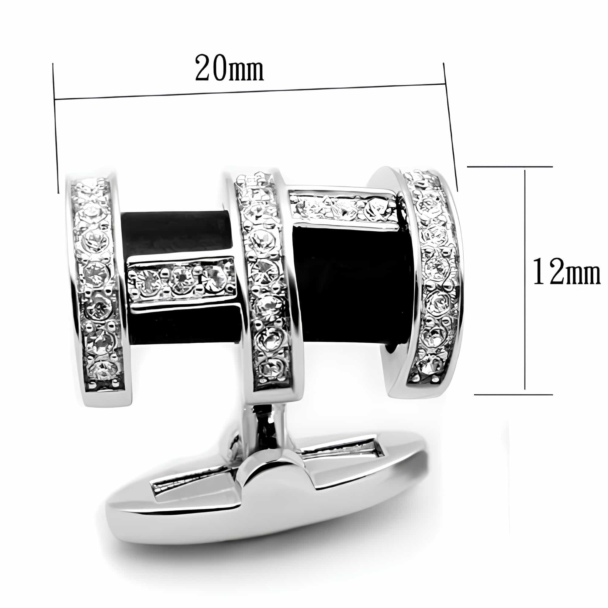 Brass Silver Black Onyx CZ Art Deco Rectangle Cufflinks Bracelet view 2