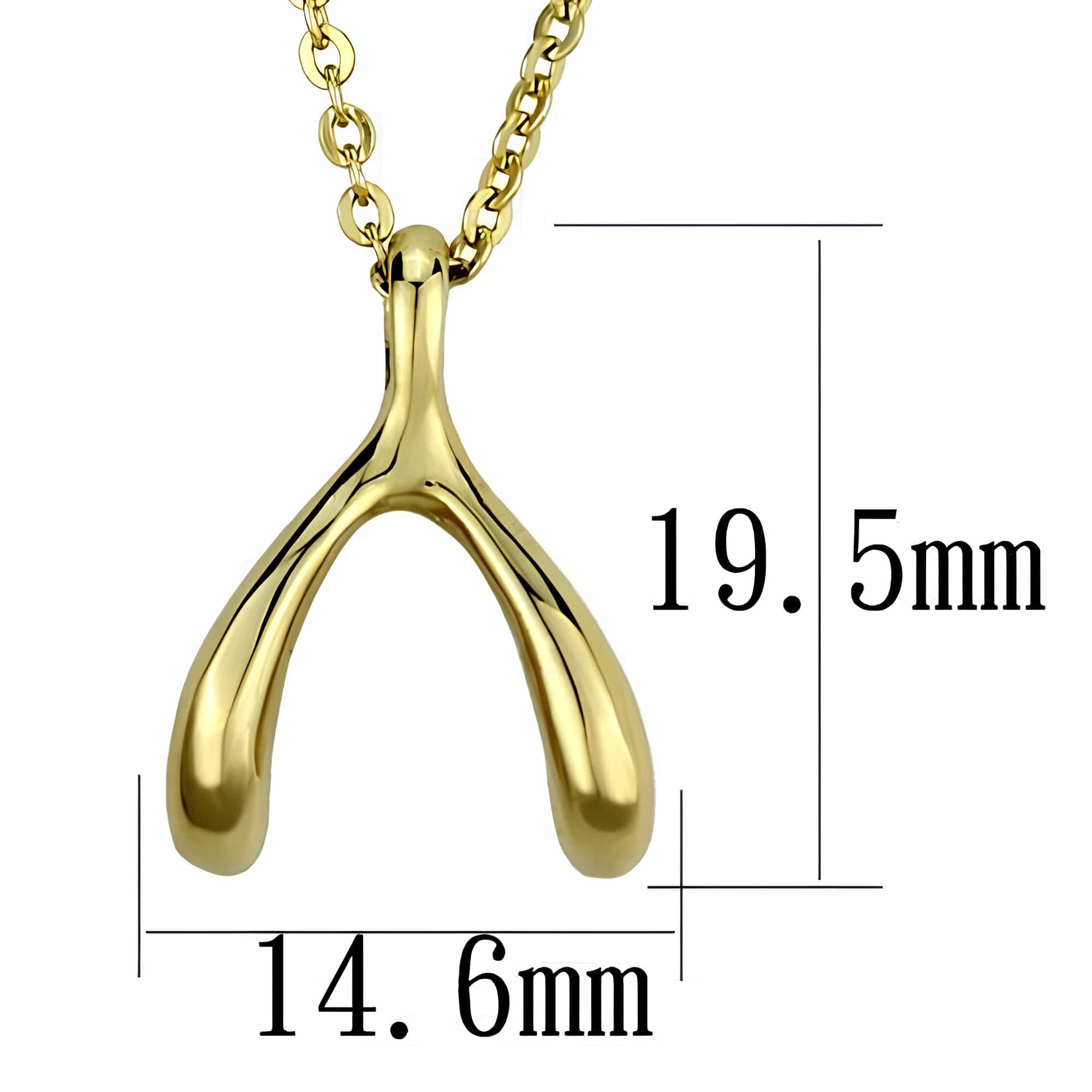 Stainless Steel Gold IP Wishbone Pendant view 2