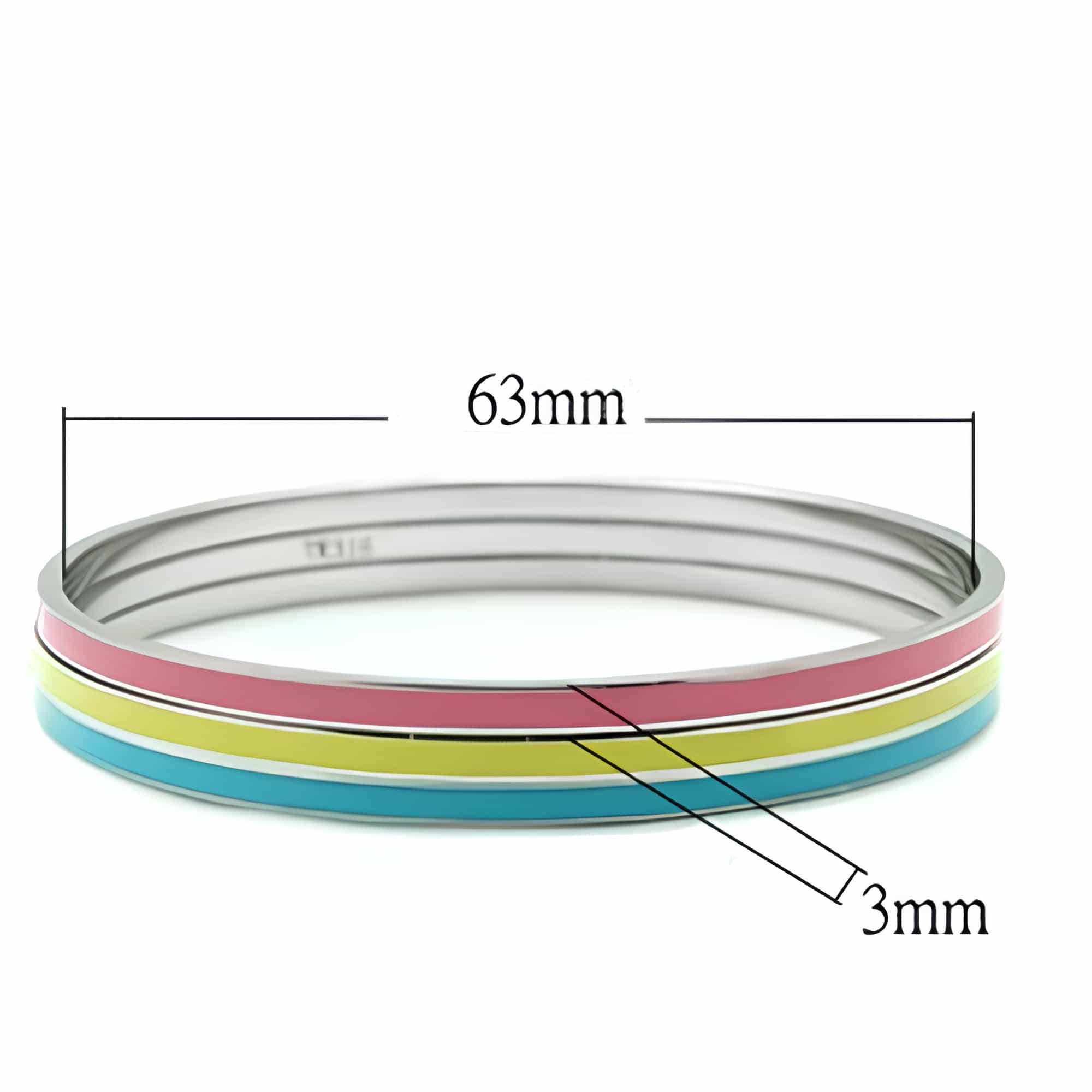 Stainless Steel Multicolor Enamel Thin Stackable Set Bracelet view 2