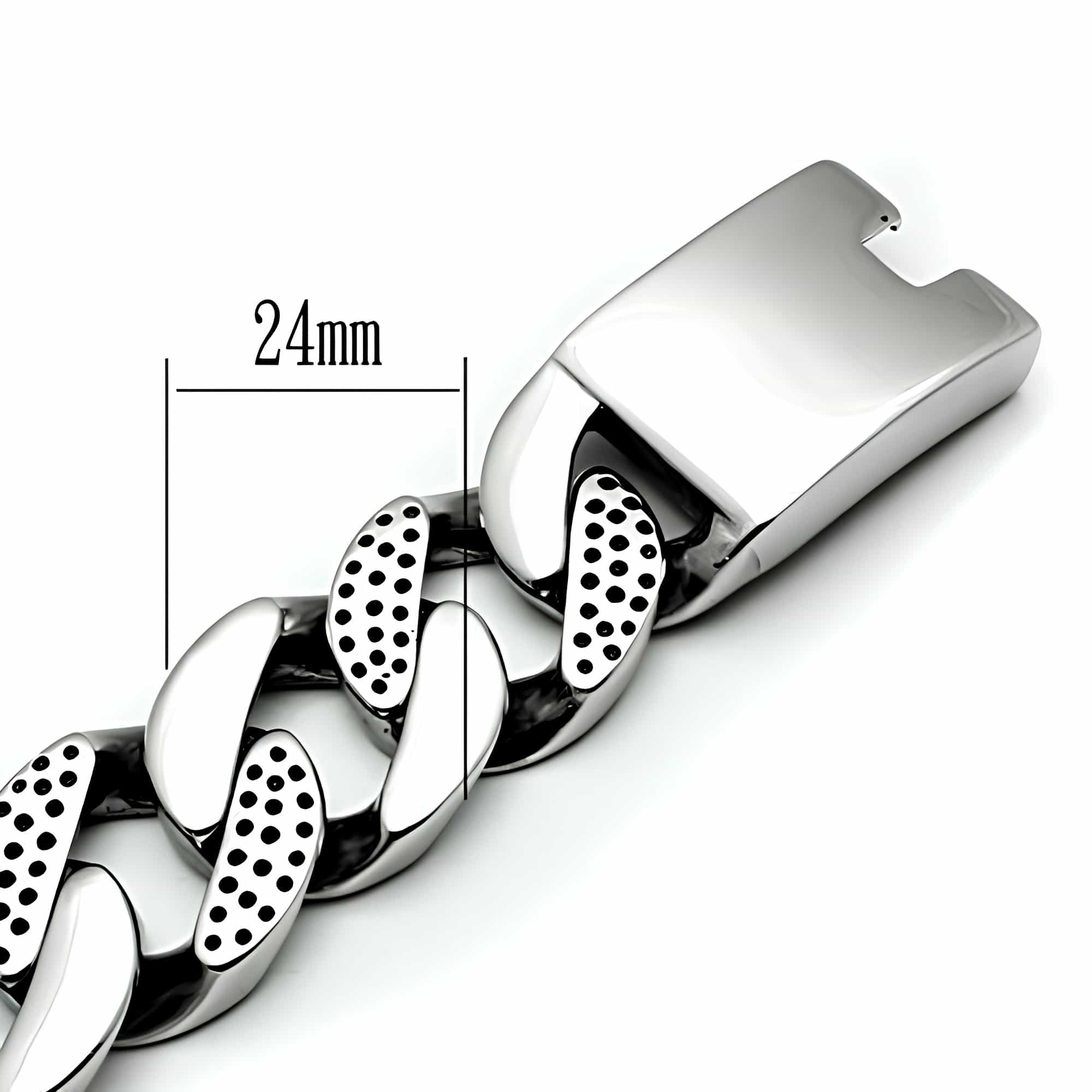 Stainless Steel Silver Dotted Cuban Curb Link Mens Bracelet view 3