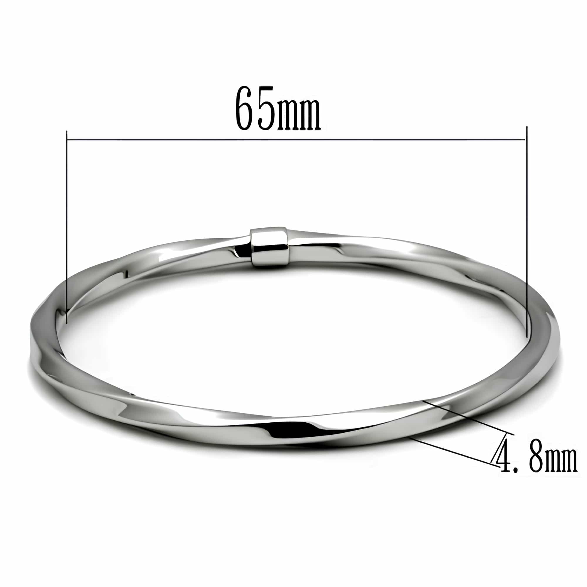 Stainless Steel Silver Polished Faceted Slim Bangle Bracelet view 2