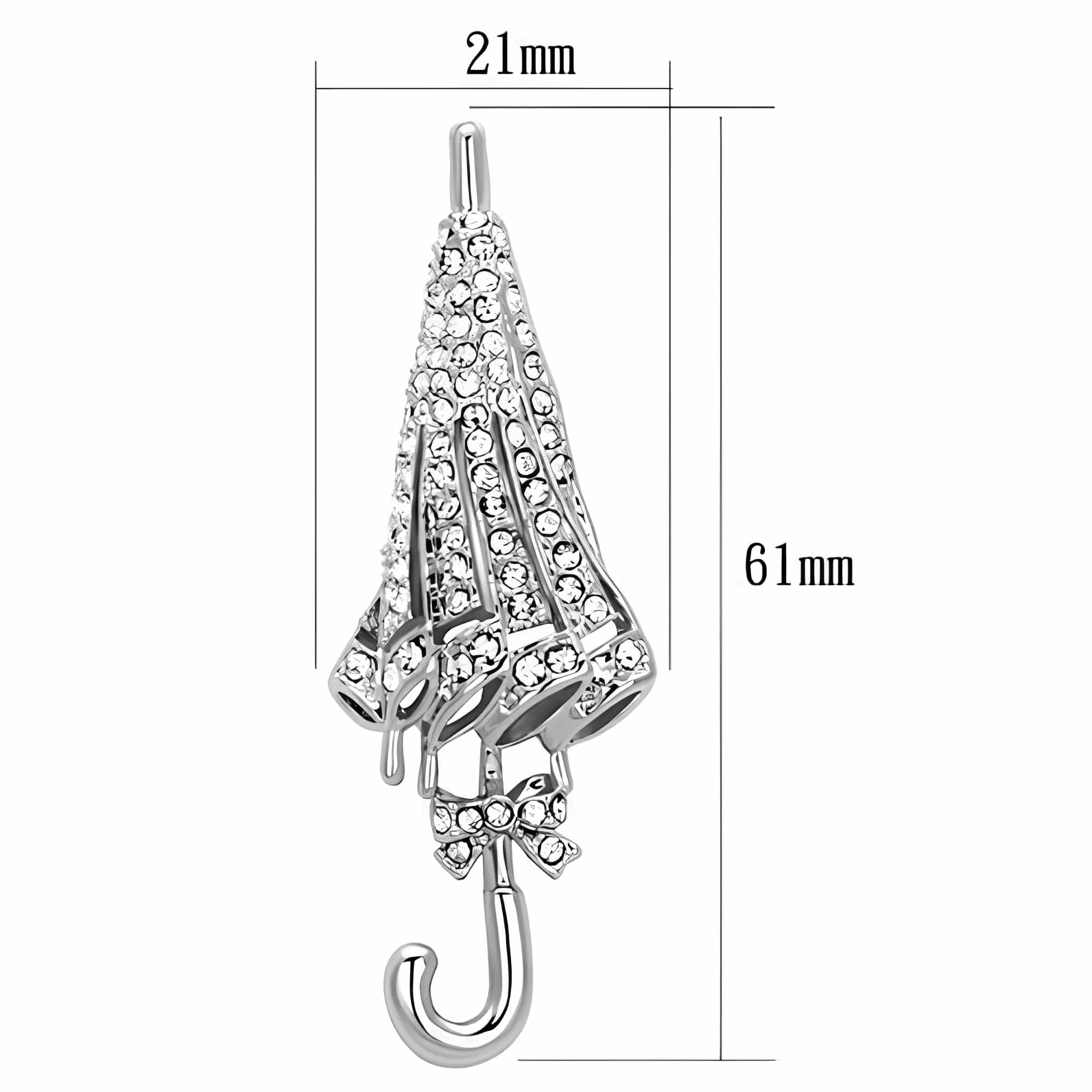 Silver CZ Pave Umbrella Parasol Brooch view 2