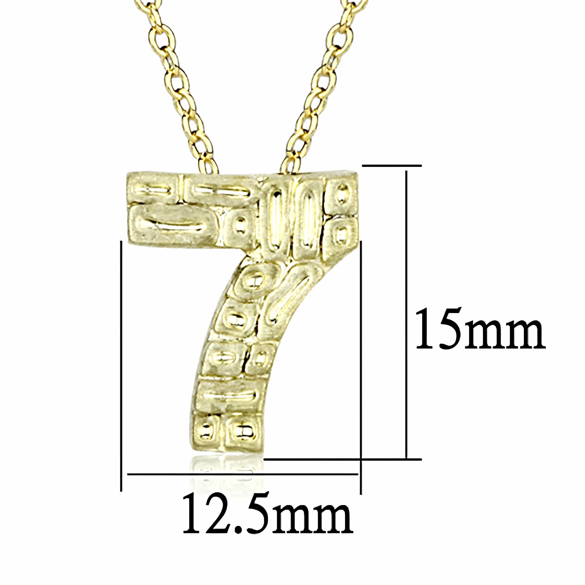 Brass Gold Textured Number 7 Pendant Necklace view 3