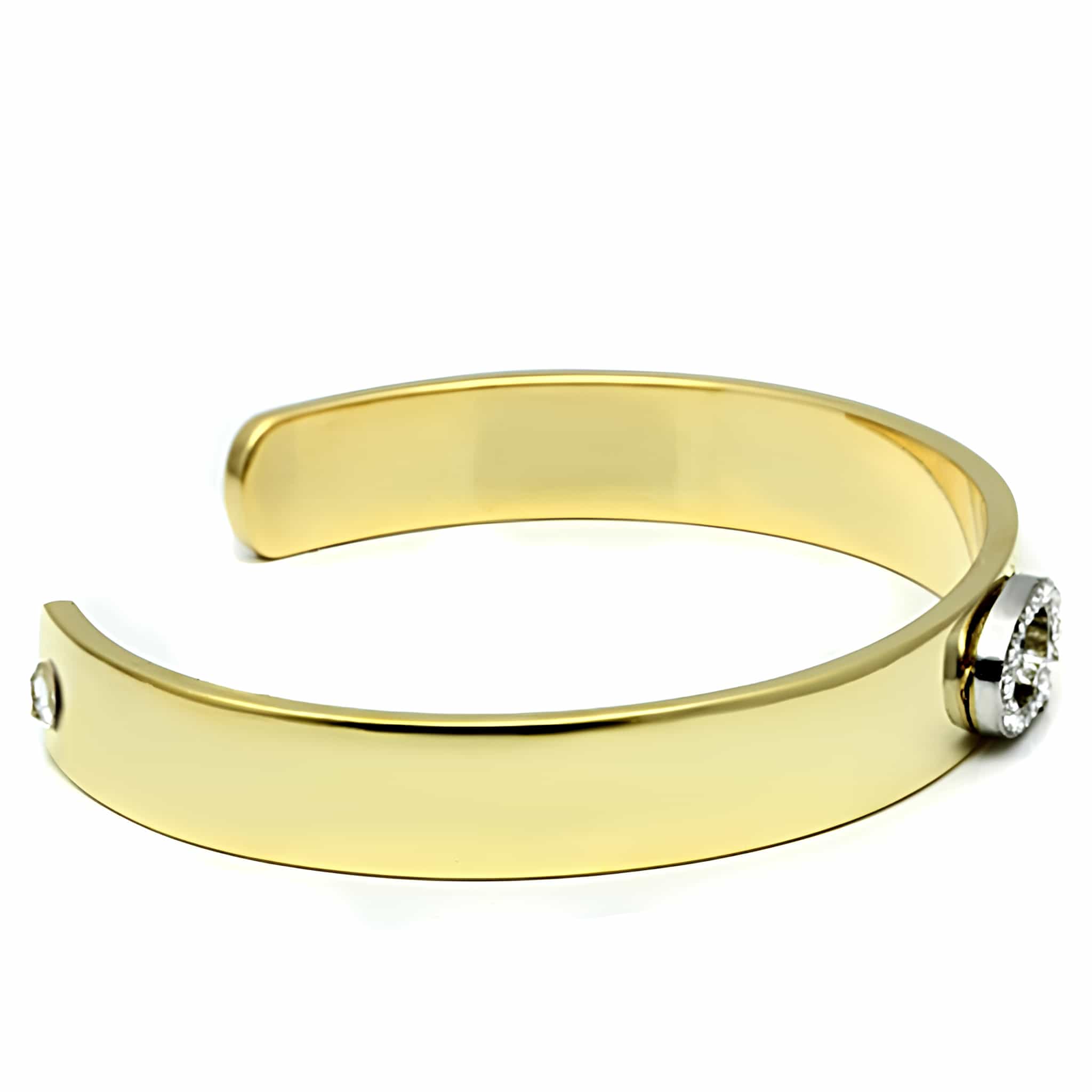 Gold CZ Initial Letter Q Open Cuff Bracelet view 3