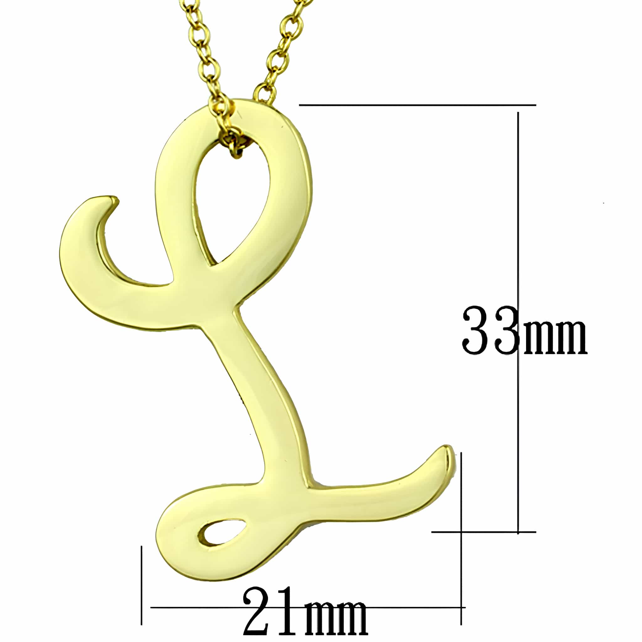 Brass Gold Script Letter L Pendant Necklace view 2