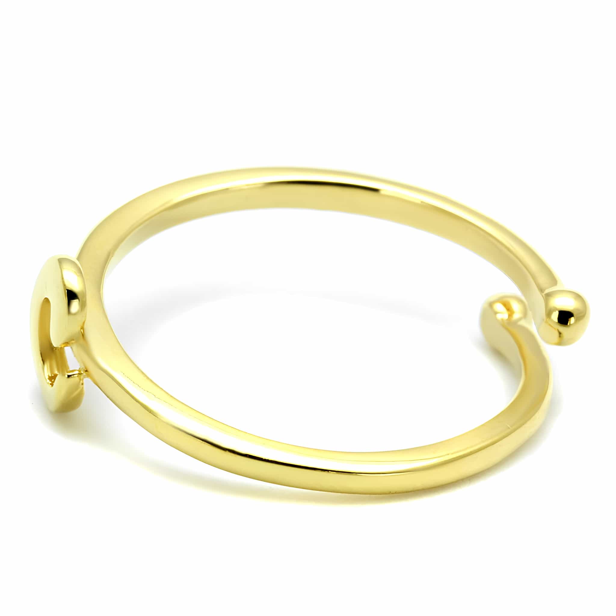 Brass Gold Script Letter C Initial Toe Ring view 3