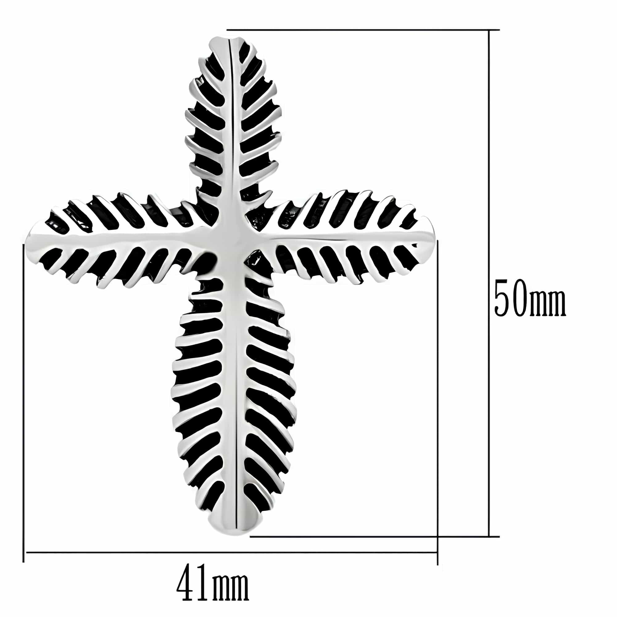 Stainless Steel Silver Fishbone Leaf Cross Pendant view 2
