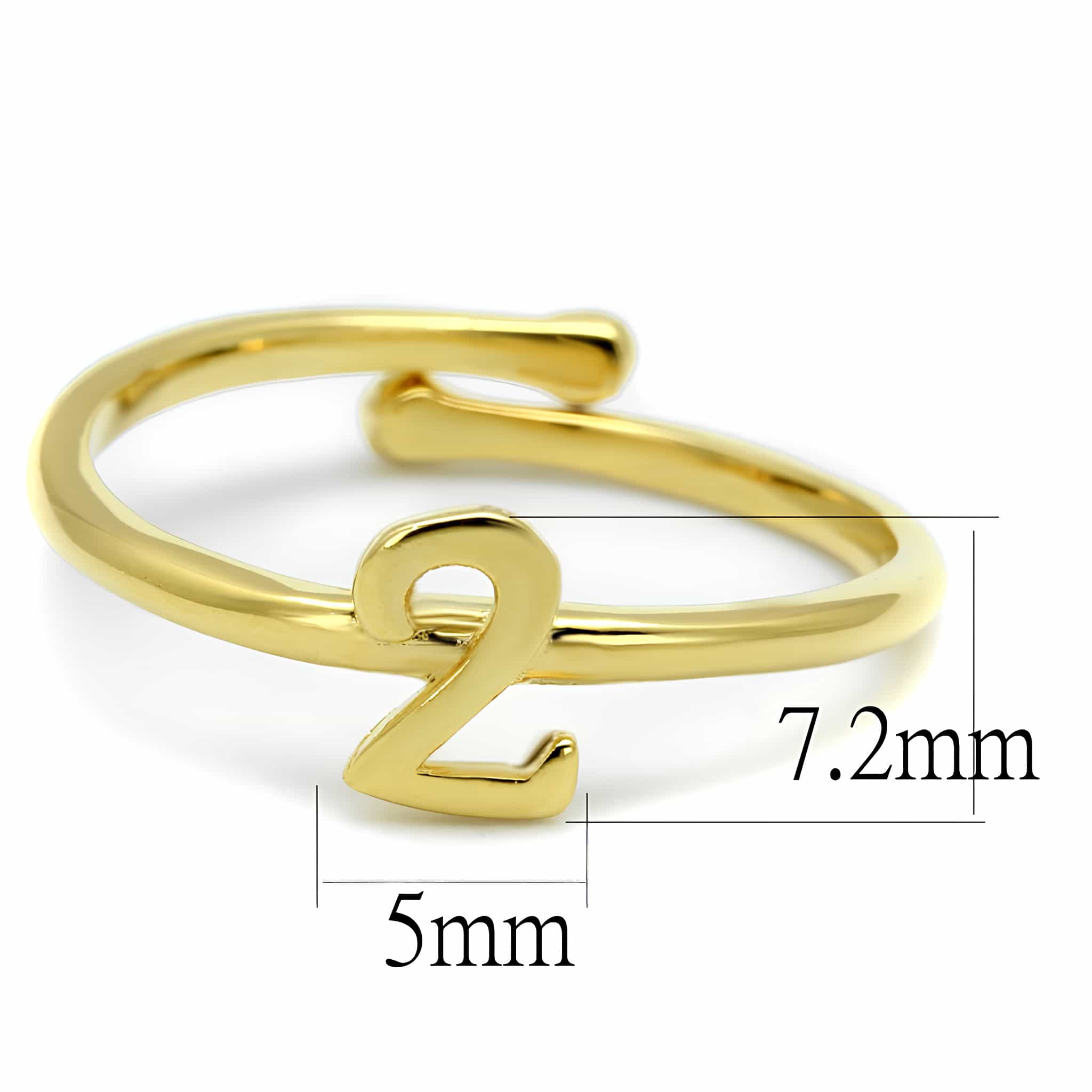 Brass Gold Script Number 2 Toe Ring view 2