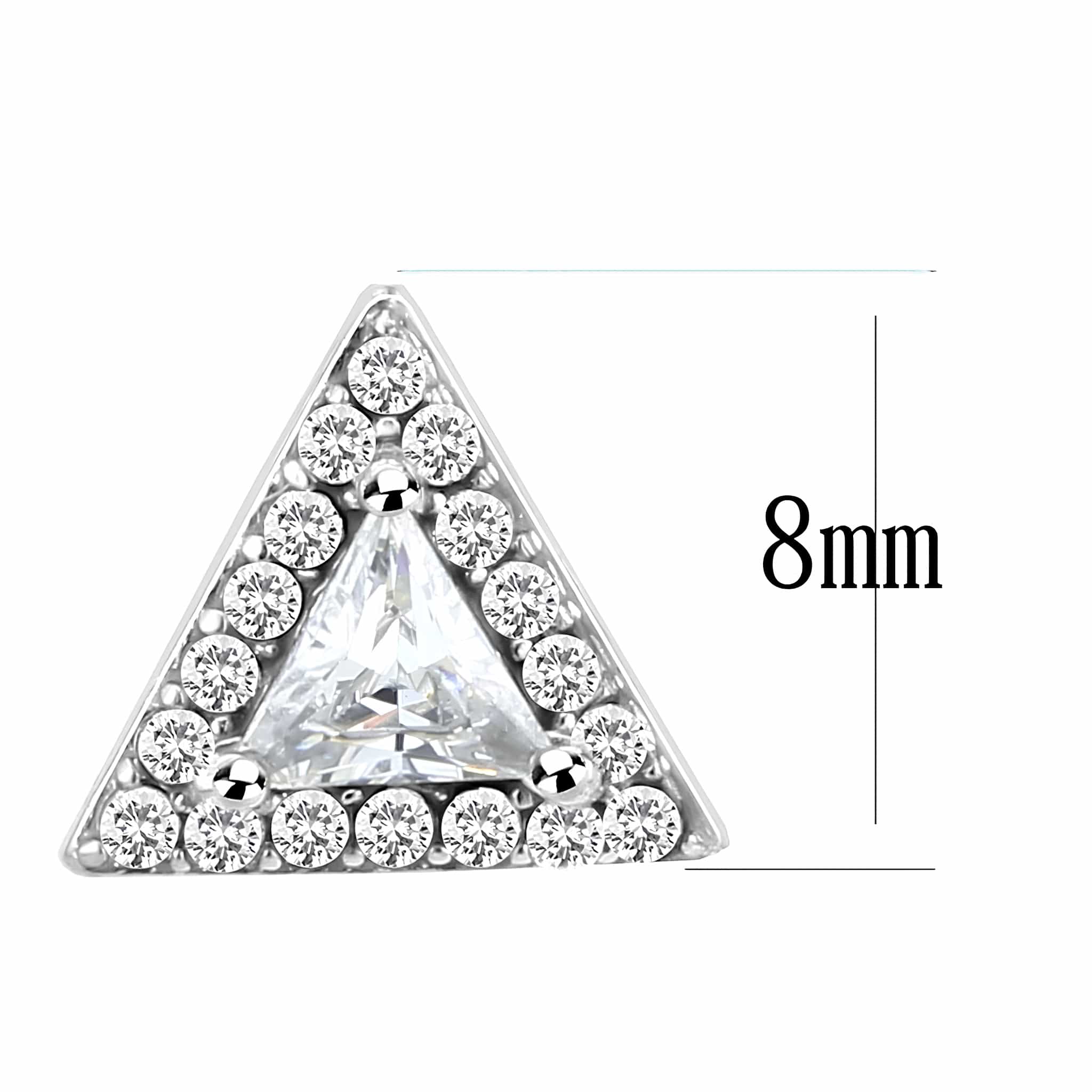 Stainless Steel CZ Trillion Pave Triangle Frame Studs Earrings view 2