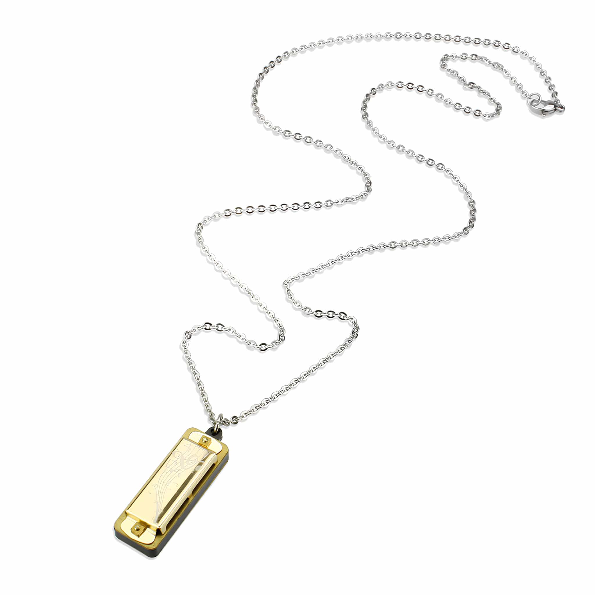 Stainless Steel Silver Music Harmonica Novelty Pendant view 3