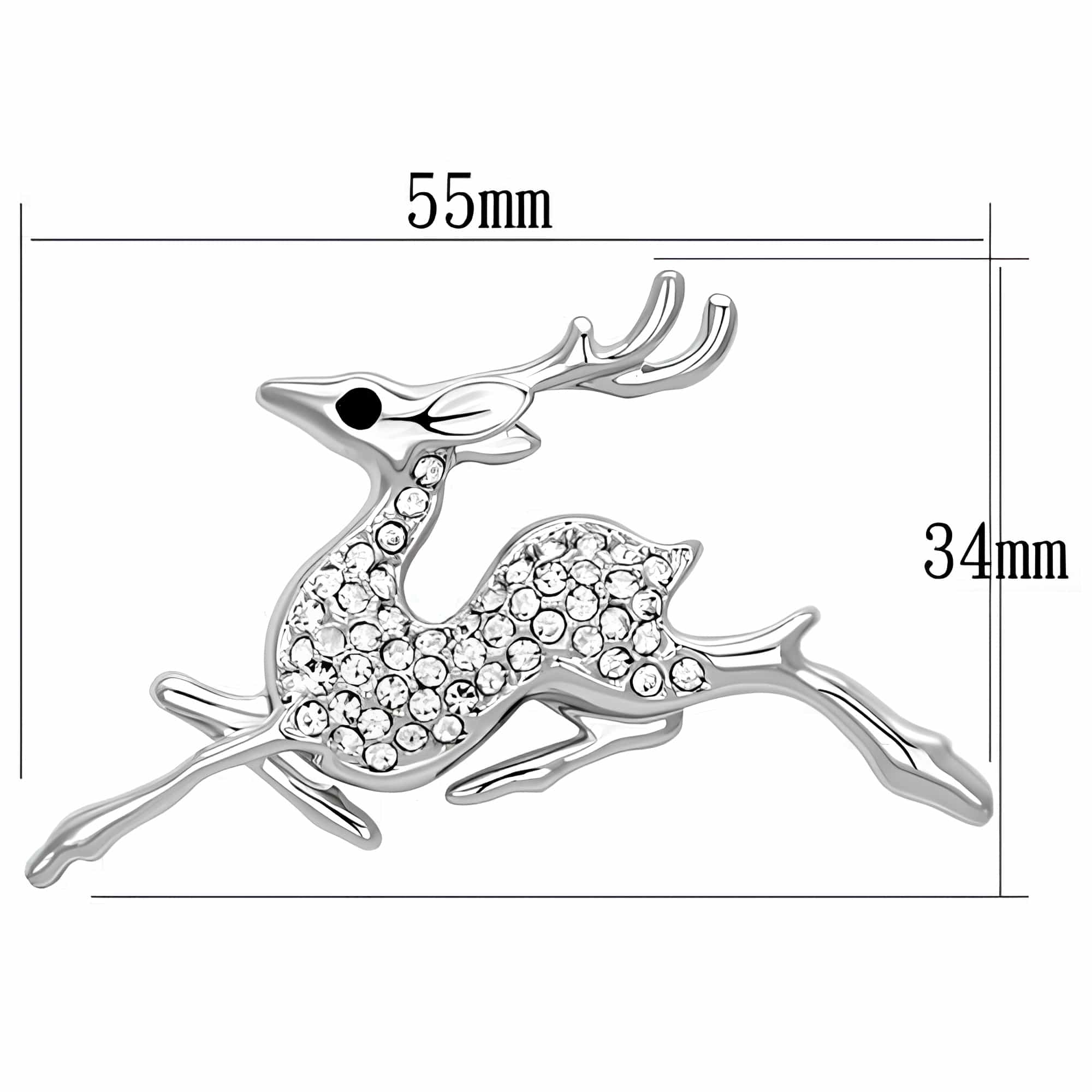 Silver Polished Leaping Deer Reindeer Brooch view 2