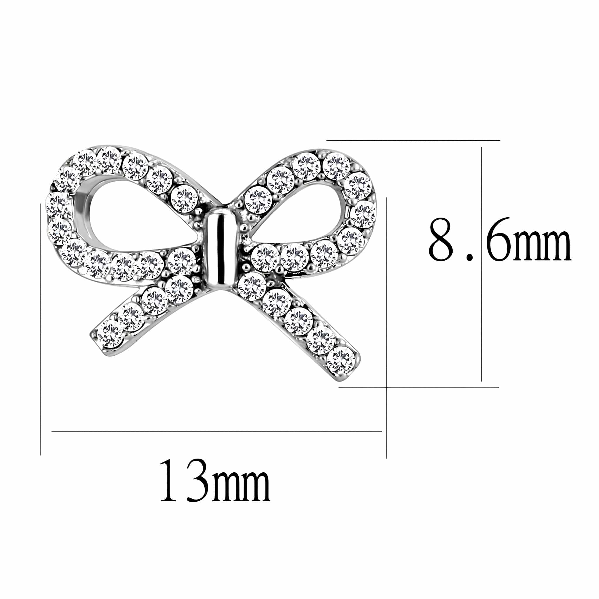 Stainless Steel CZ Pave Bow Ribbon Studs Earrings view 2