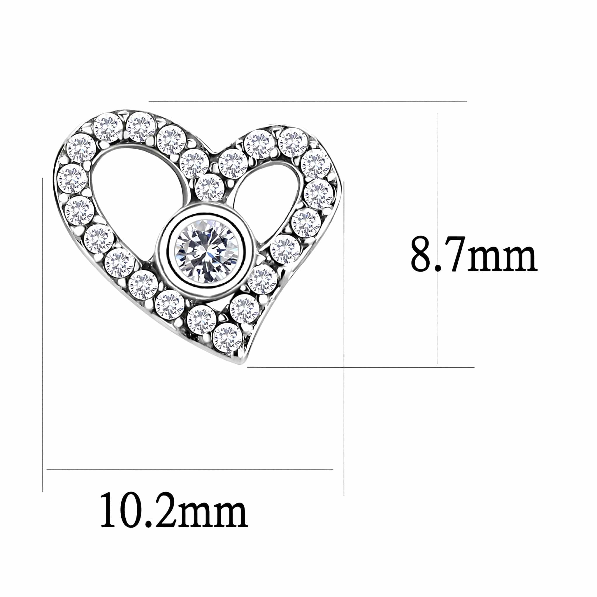 Stainless Steel CZ Pave Open Heart Stud Earrings view 2