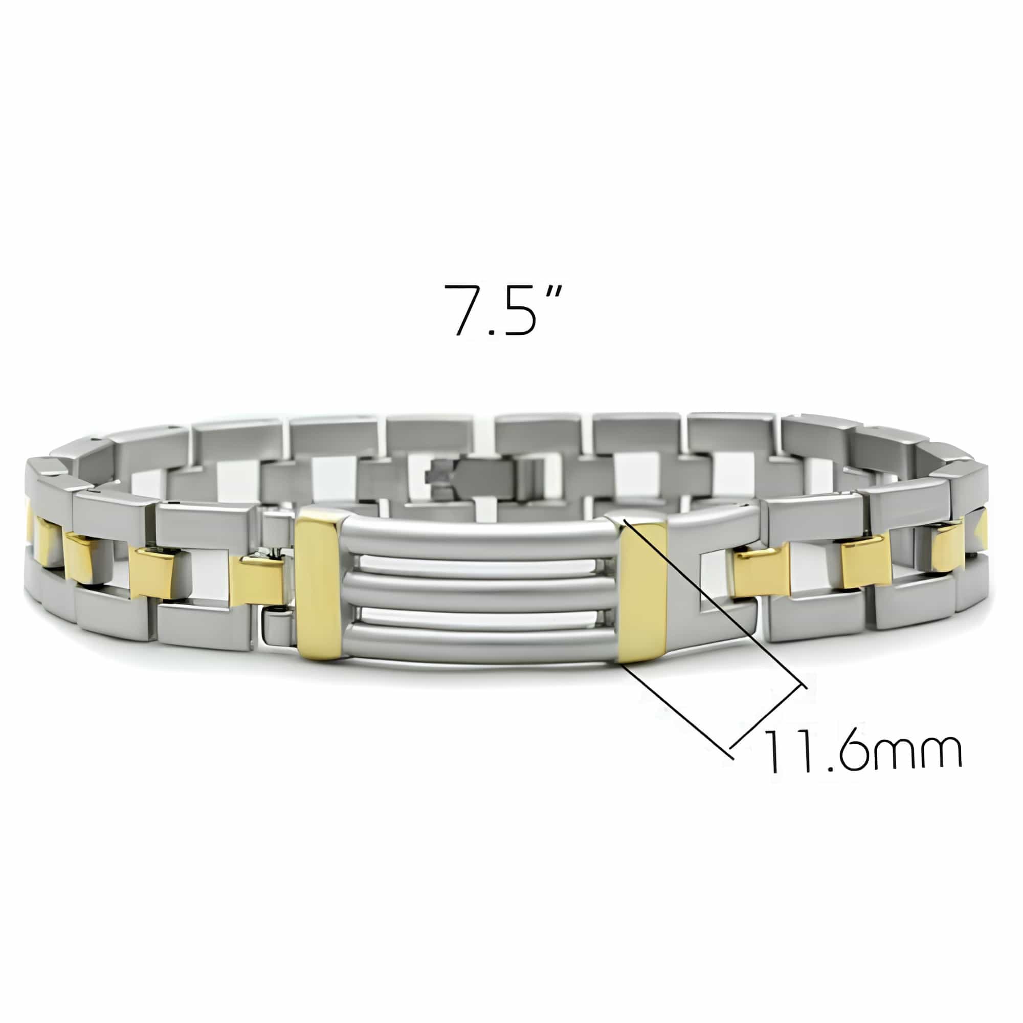 Two Tone Silver Gold Bar Link Bracelet view 2