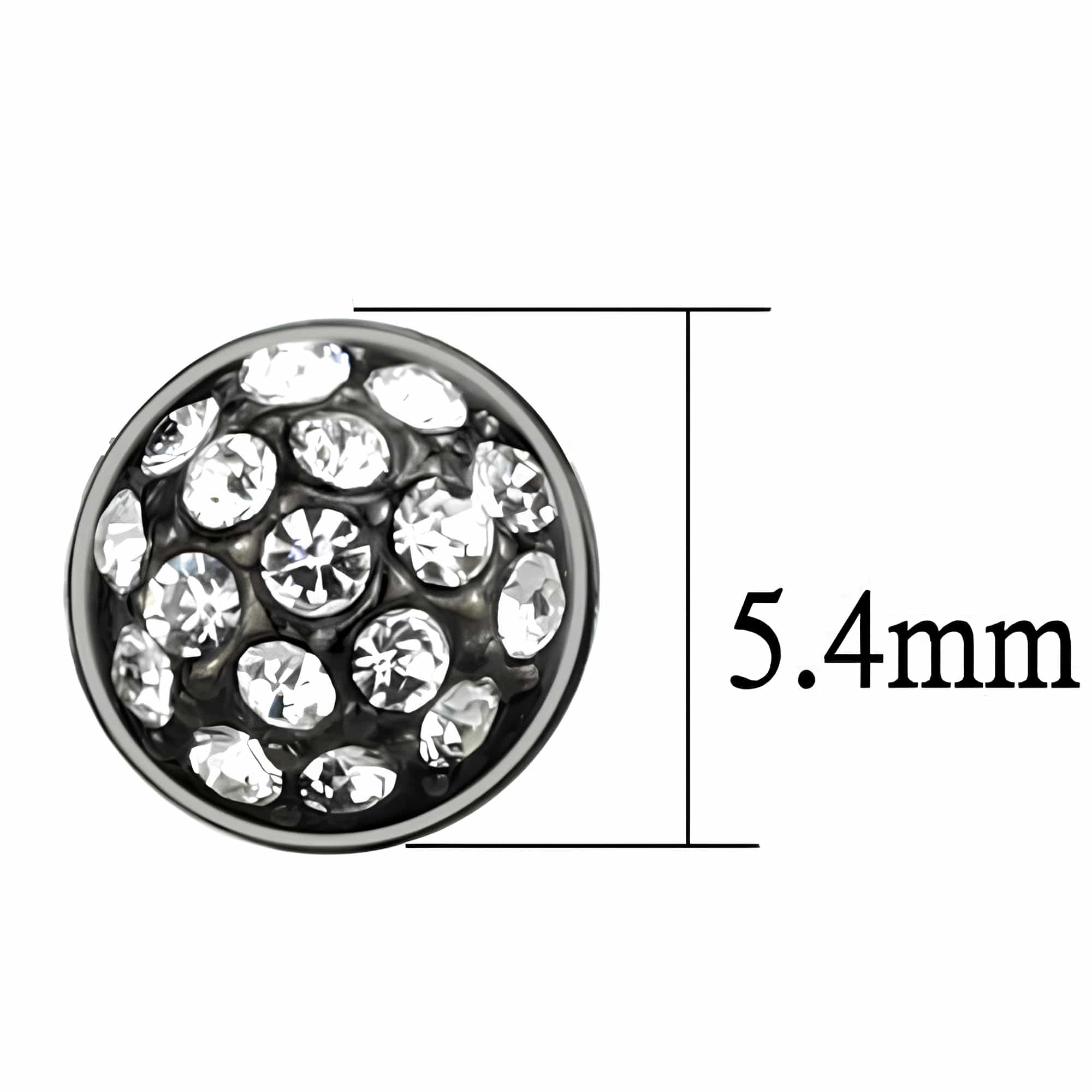 Stainless Steel Black IP Crystal Pave Round Flat Stud Earrings view 2