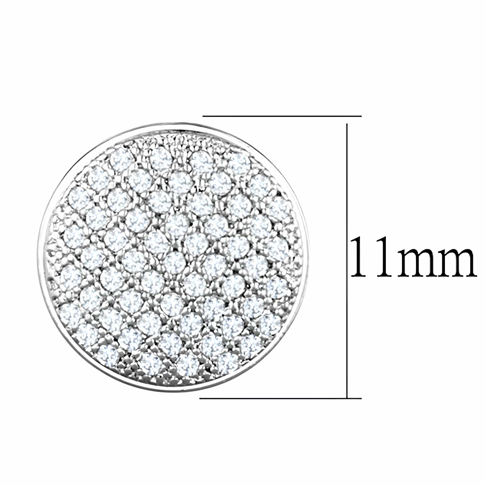 Brass CZ Pave Circle Disc Stud Earrings view 2