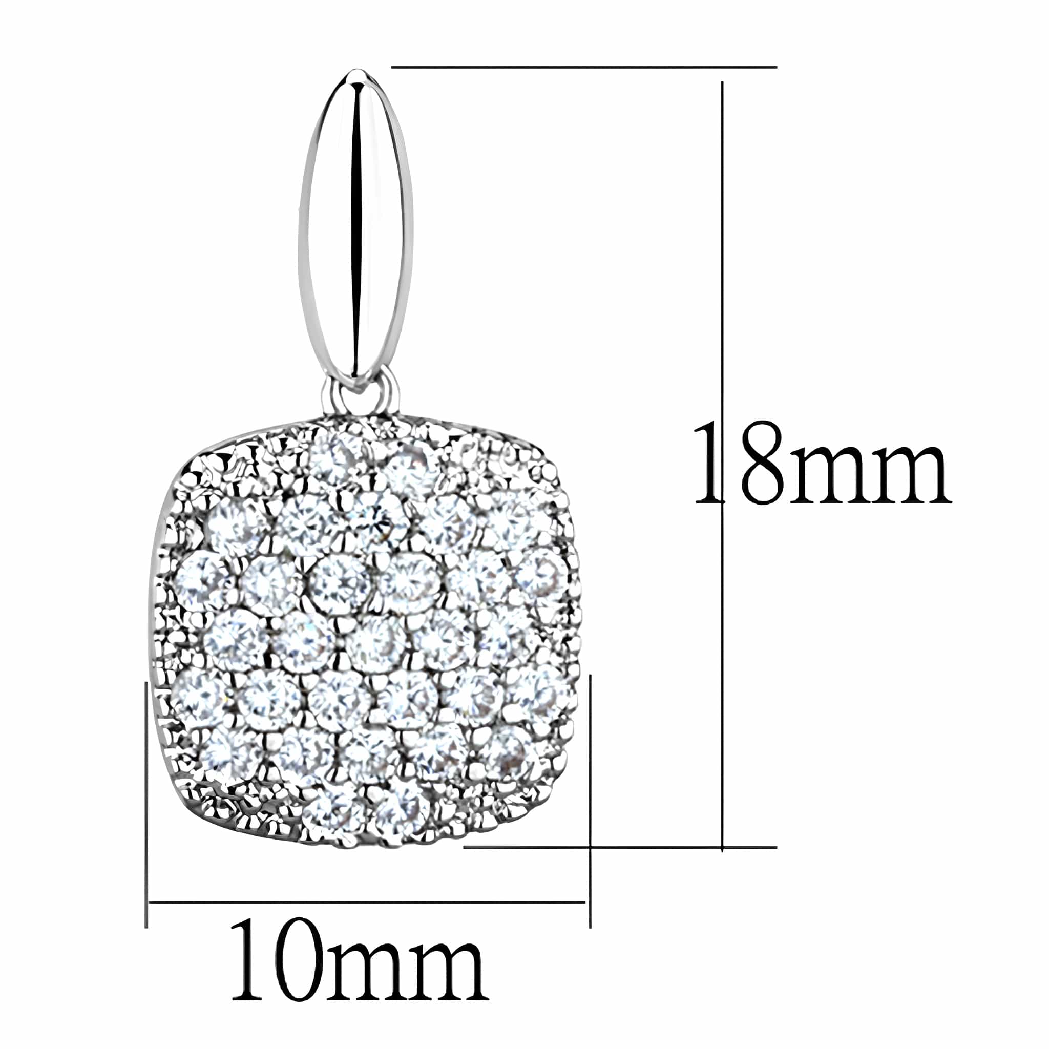 Brass CZ Pave Cushion Square Drop Stud Ring view 2